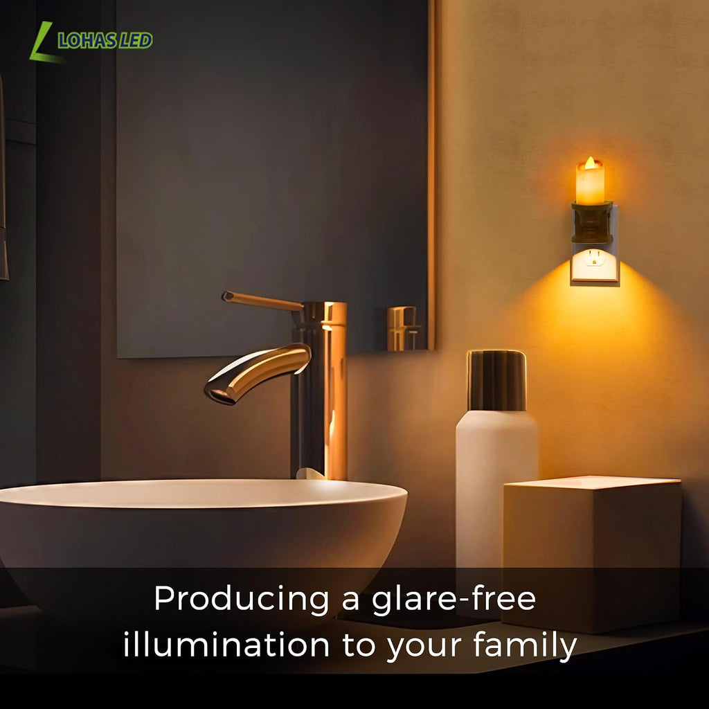 L LOHAS LED Night Light,[2-Pack] Flameless Candle Night Light with 3 Lighting Model, Dusk to Dawn Sensor,0-100LM Brightness…