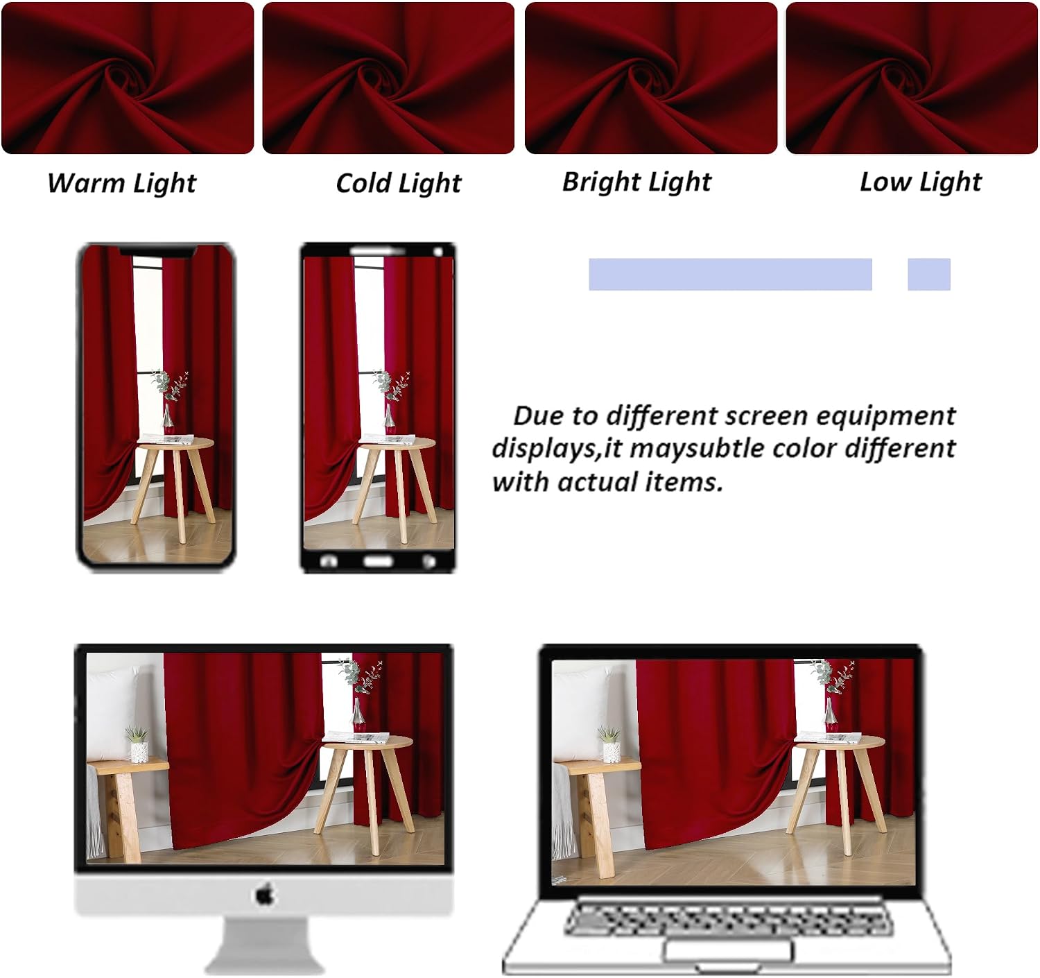 Simplebrand Ava Red Blackout Curtains for Bedroom 63 Inch Length 2 Panels Set, Nursery Thermal Insulated Energy Saving Rod Pocket Window Tr…