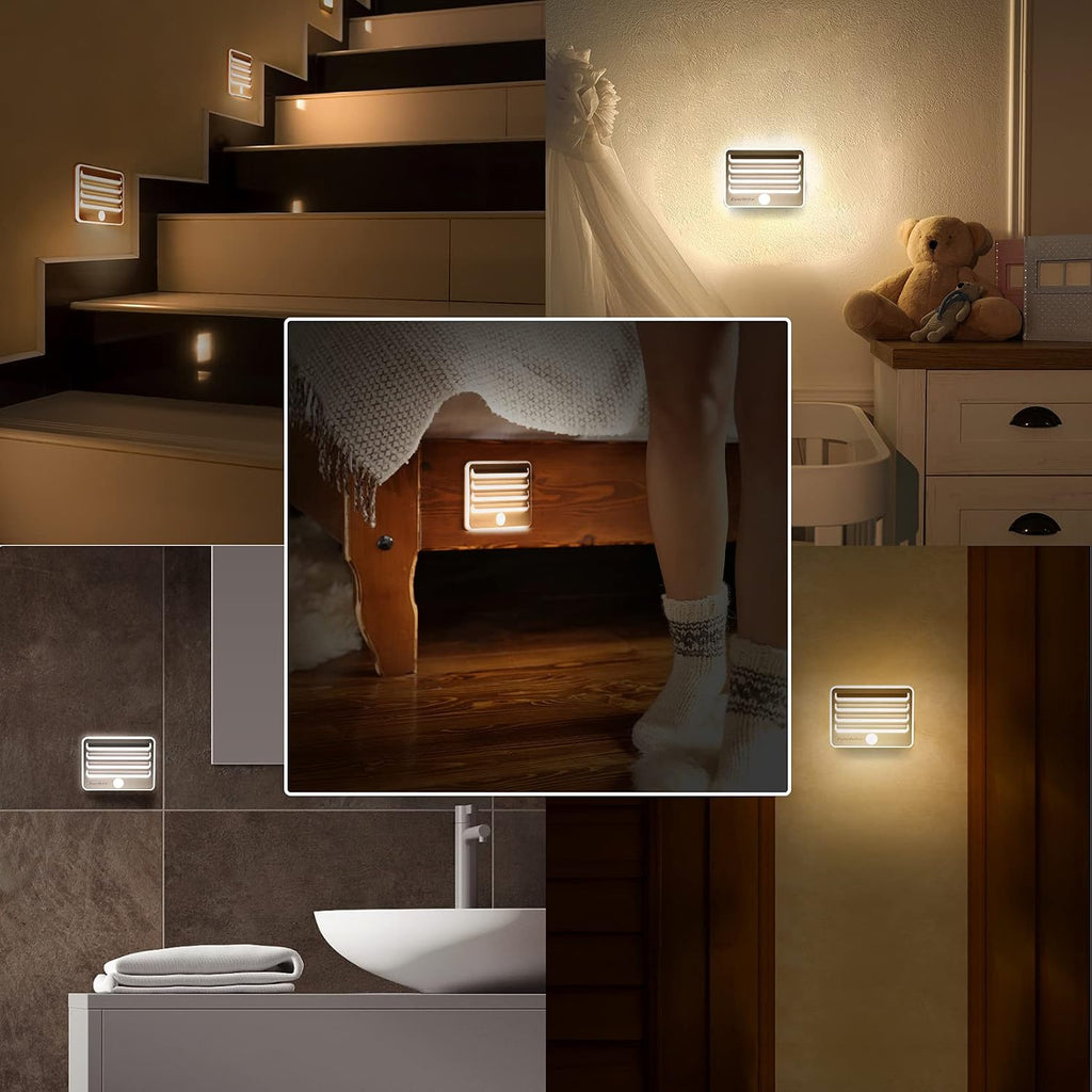 EverBrite Motion Sensor Night Lights, LED Soft Warm Light, Battery Powered Auto Stick-On Night Light for Bedroom, Bathroom, Stair…