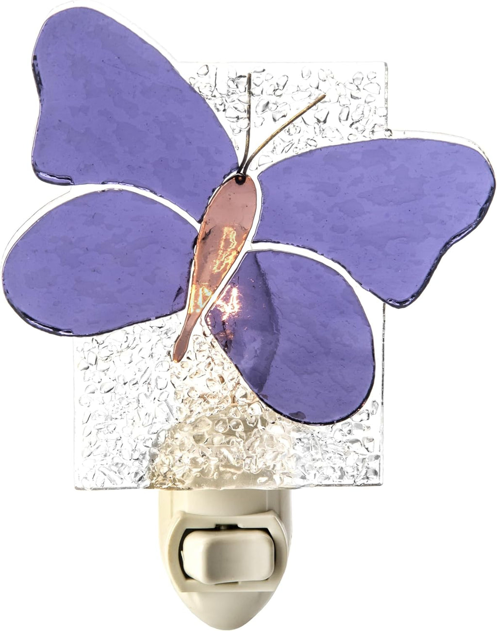 Butterfly Night Light Fused Stained Glass - Purple 4 Watt (Purple)
