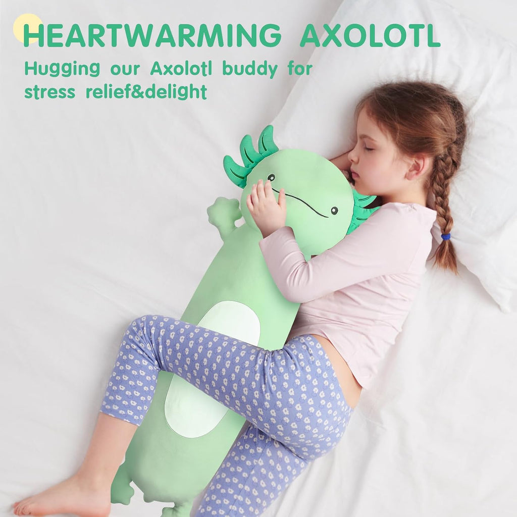 Dalmao 36" Giant Green Axolotl Stuffed Animal, Cute Soft Long Axolotl Plush Large Body Pillow Big Squishy Plushies Toy, Gift for Kids…