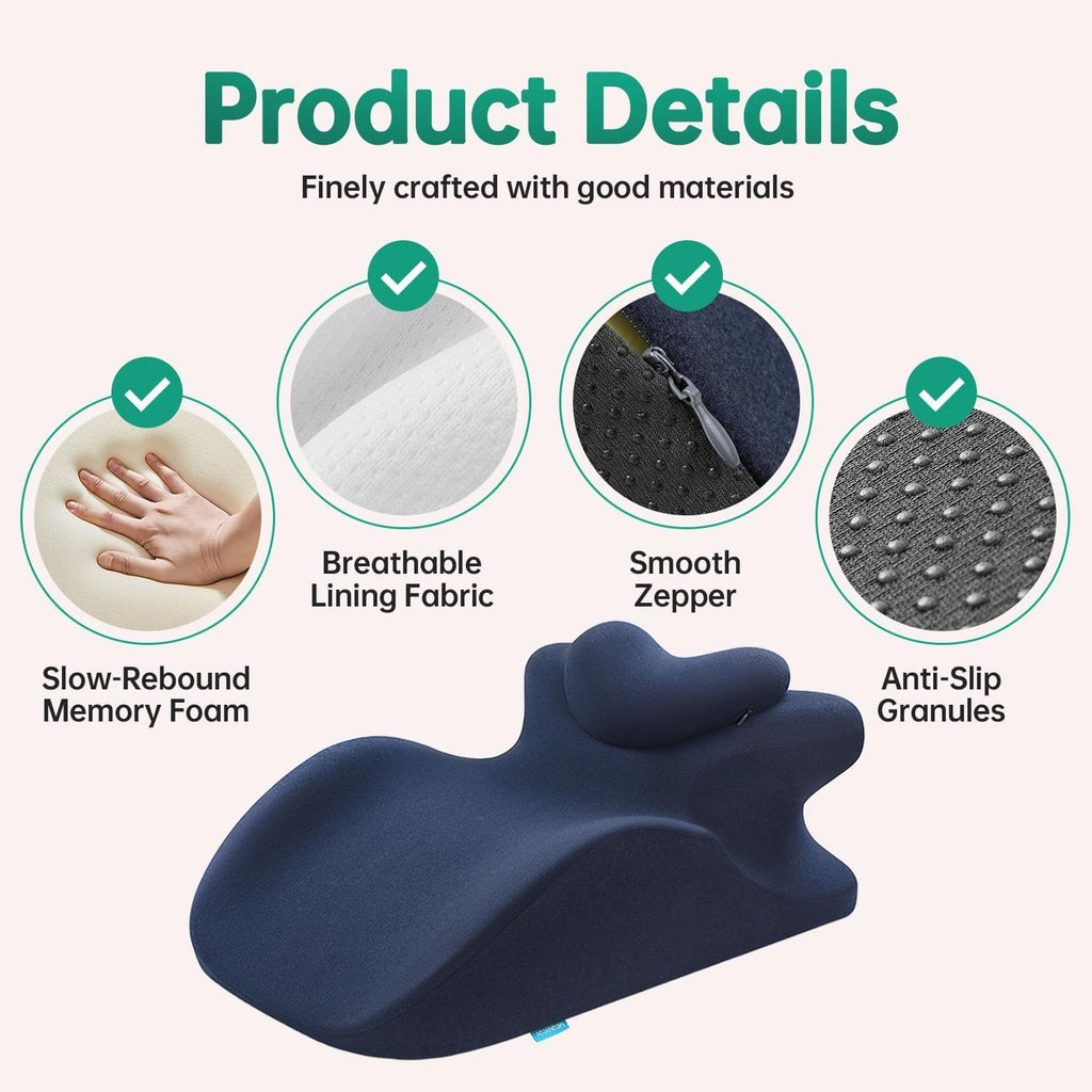 Moonyooy Memory Foam Ergonomic Wedge Pillow for Sleeping, Acid Reflux & GERD Relief - Elevation Bed Support Pillow for Back Pain, Post Surg…