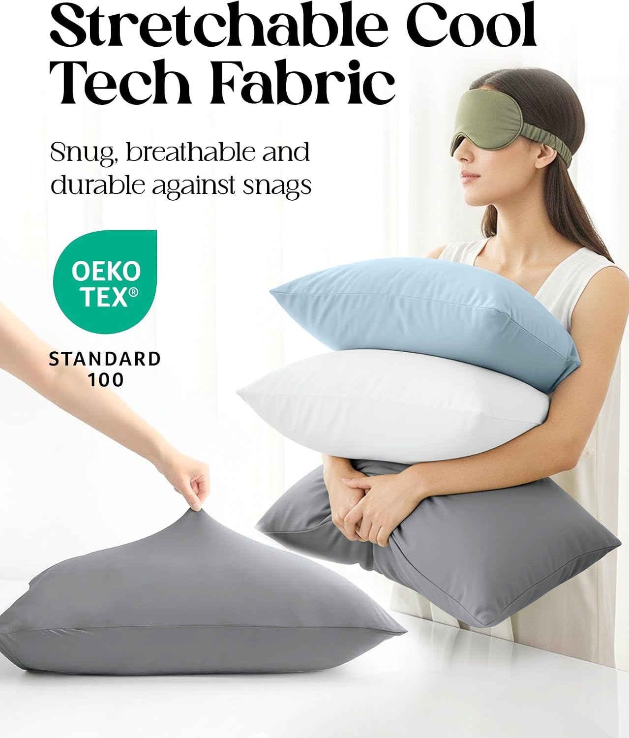 SLEEPHORIA Cooling Pillow Cases - BreezeWeave King Size Set of 2 Pillowcases for Hot Sleepers & Cool, Deep Rest - Cloud Soft, Silky…