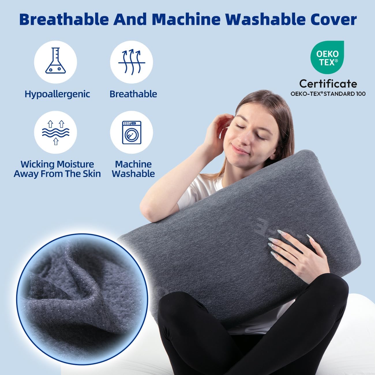 Lofe Adjustable Memory Foam Pillow - 4 Heights from 1.2 to 4.8in, Cervical Pillow for Neck, CertiPUR-US Neck Support Pillow for Side Sleep…