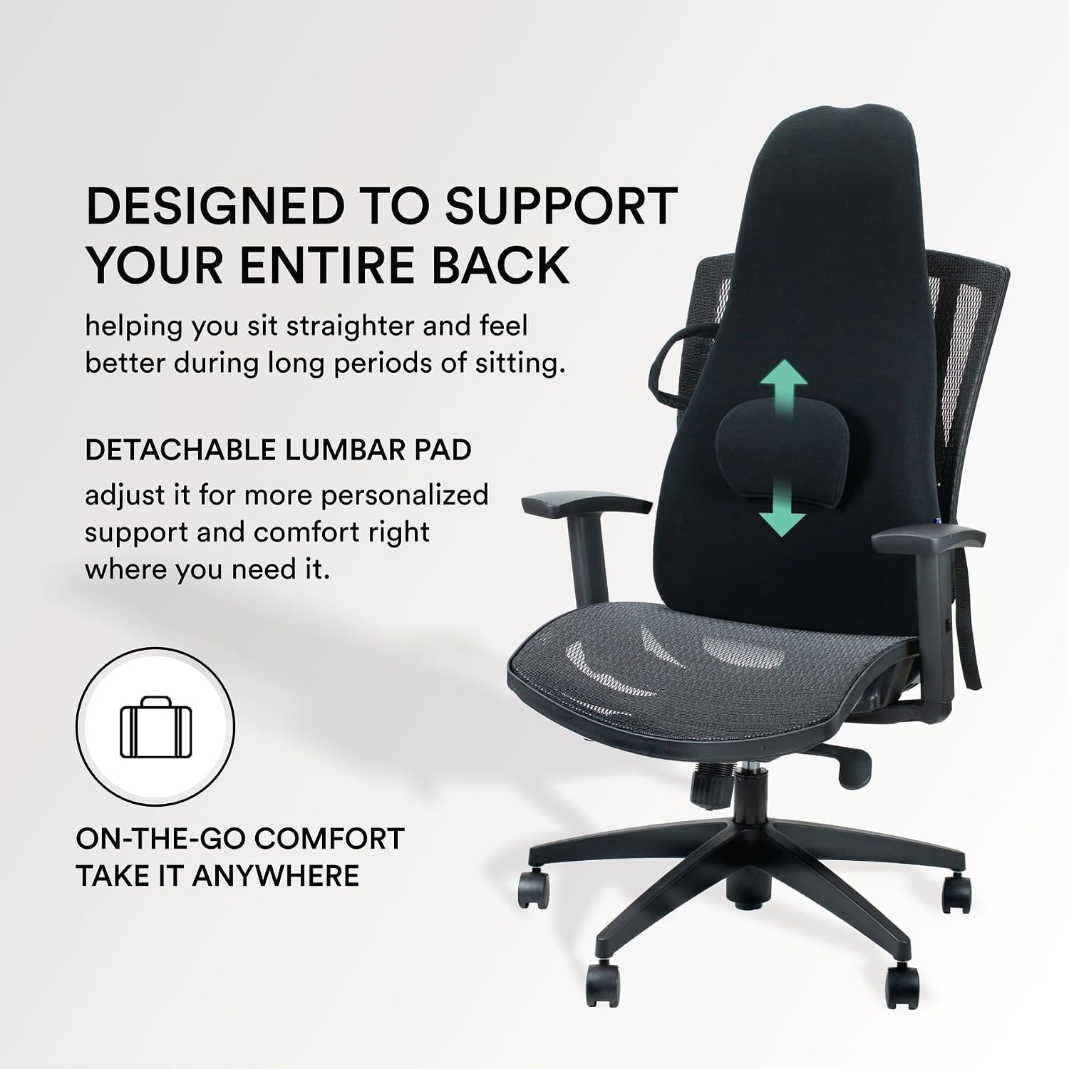 ObusForme Highback Backrest Support - Extra Tall Padded Seat Cushion and Lumbar Support Pillow, Portable Posture Support with Soft and Dura…