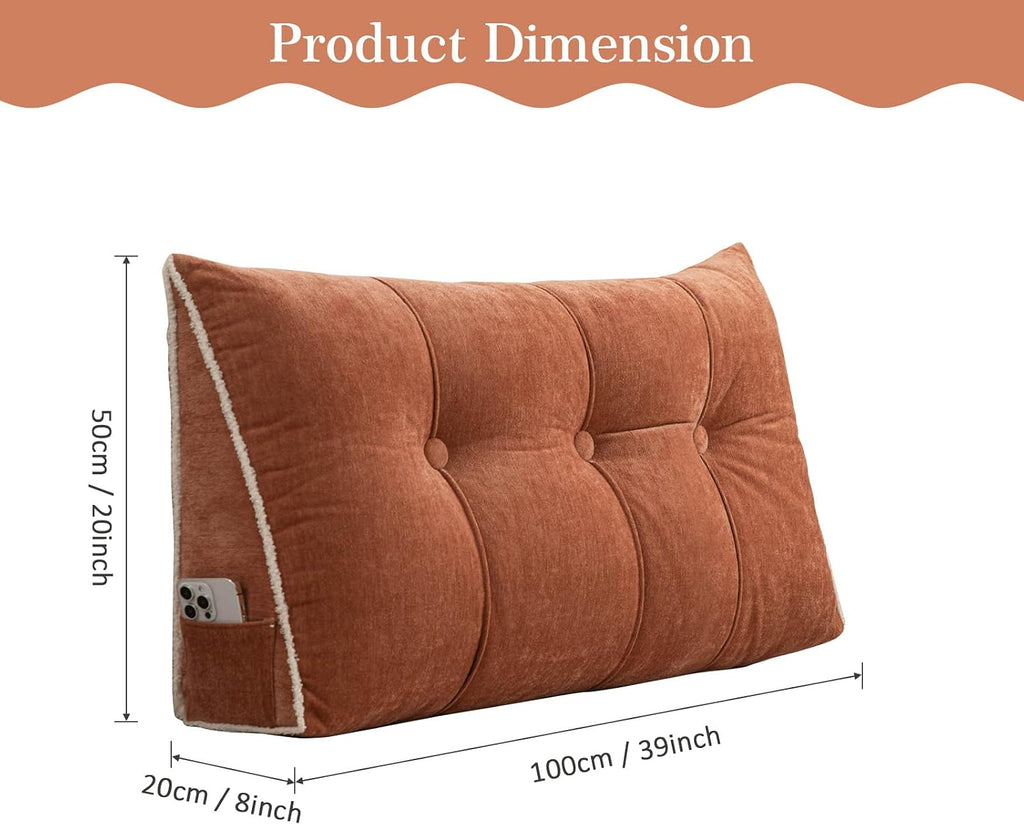 Foreate Headboard Pillow Twin, Chenille Triangular Wedge Pillow Headboard Twin Size, Reading Setting Backrest Daybed Pillows for Bed Sofa…