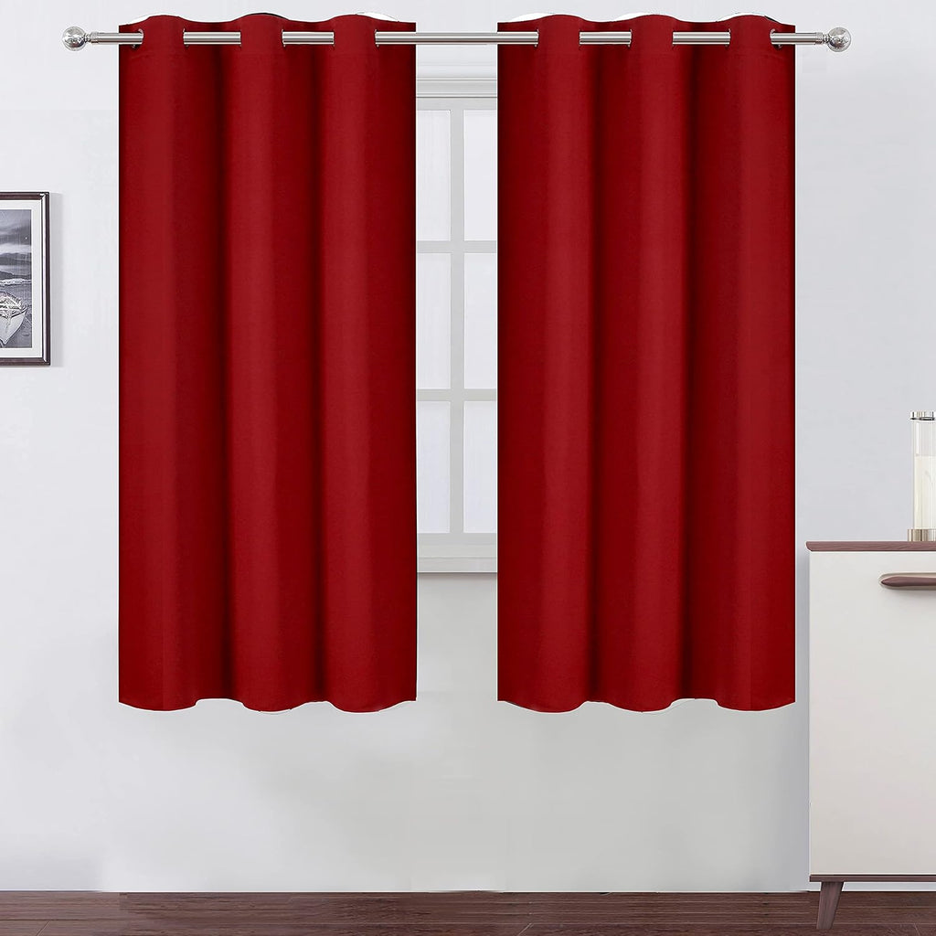 Lemomo Red Blackout Curtains 42 x 63 Inch/Red Curtains Set of 2 Panels/Room Darkening Bedroom Curtains 63 Inch Red