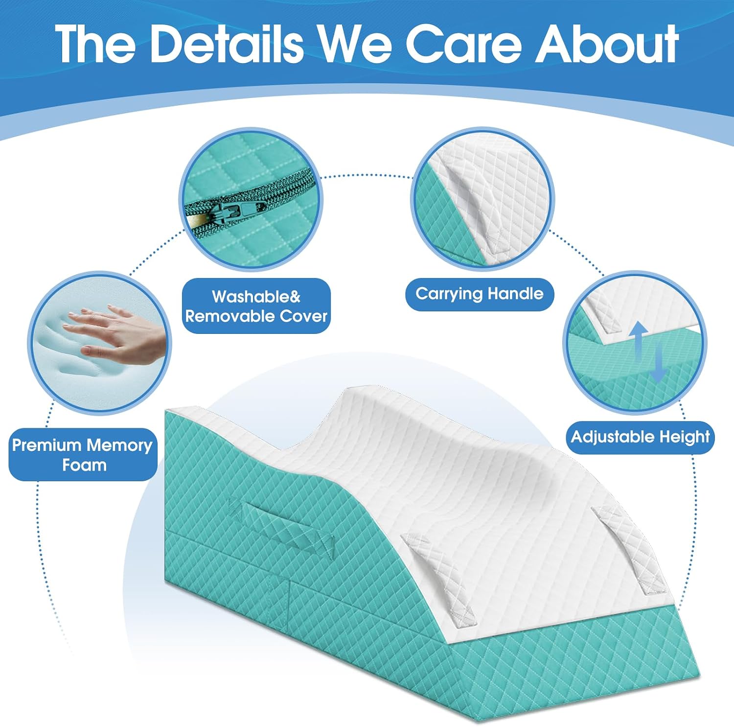 TranquilRelax TranquilRelax Elevation Pillows for Leg After Surgery, Memory Foam Adjustable Wedge Pillow for Injury or Rest, Ankle P…