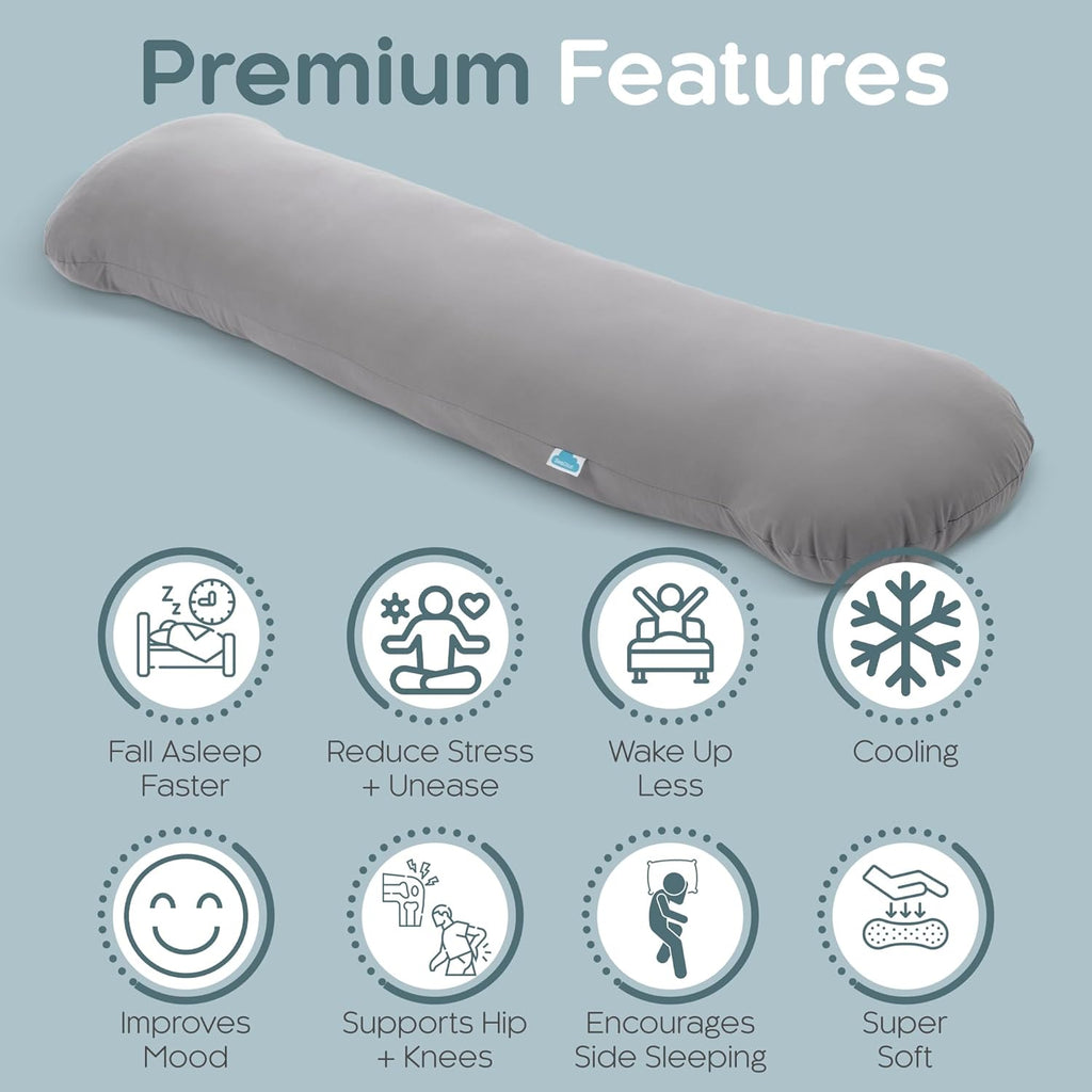 SleepCloud Weighted Body Pillow 6.5lbs - Weighted Pillow for Deeper Sleep (41" x 10") - Cooling Body Pillows for Adults, Full Body Pillow…
