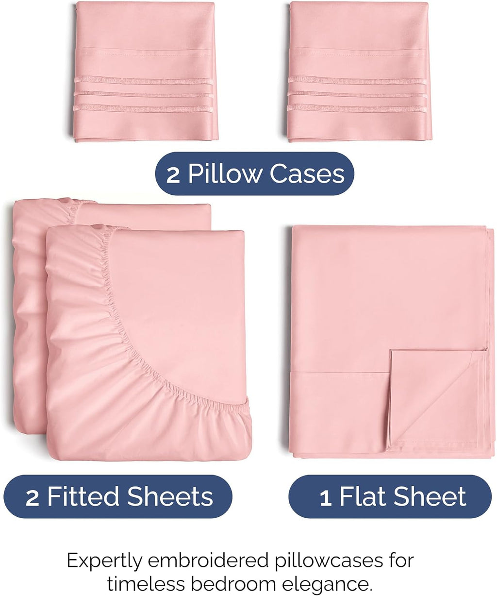 Split King Size 5 Piece Sheet Set - Comfy Breathable & Cooling Sheets - Hotel Luxury Bed Sheets for Women & Men - Deep Pockets, Easy-Fit…