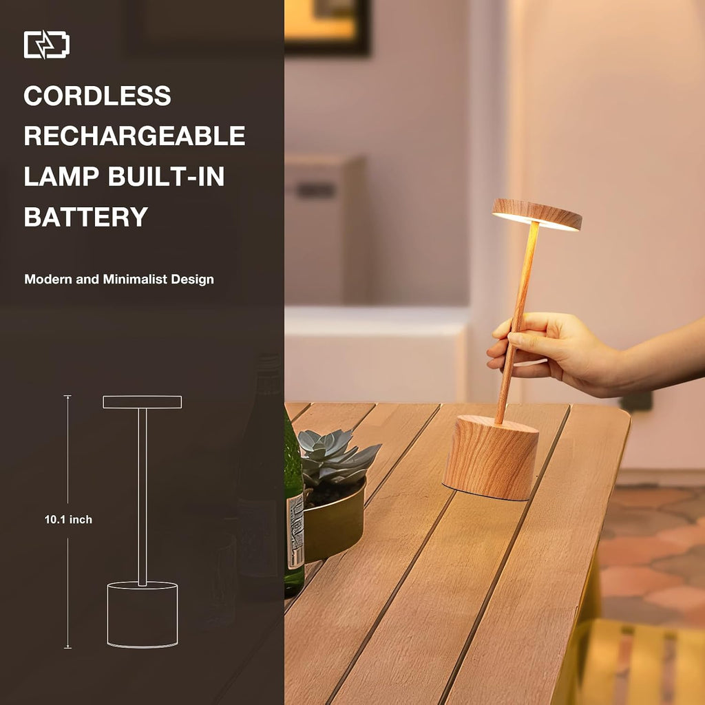 Kakanuo Wooden Rechargeable Cordless Lamp - Touch Control, 3 Color Temperature, LED Outdoor Wireless Lamp, Battery Operated Lamps…