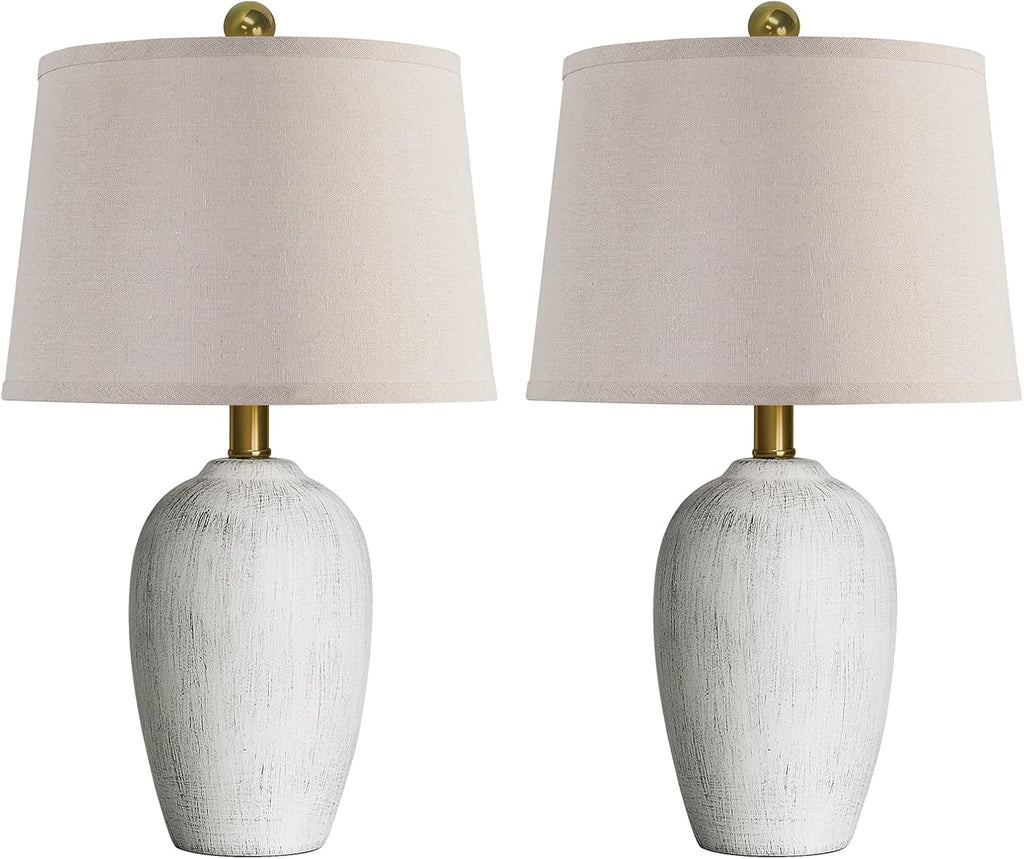 Aieampdo 21'' Set of 2 Rustic Ceramic Small Table Lamps for Living Room Bedroom, Farmhouse Vintage Nightstand Lamps for Office Entryway End…