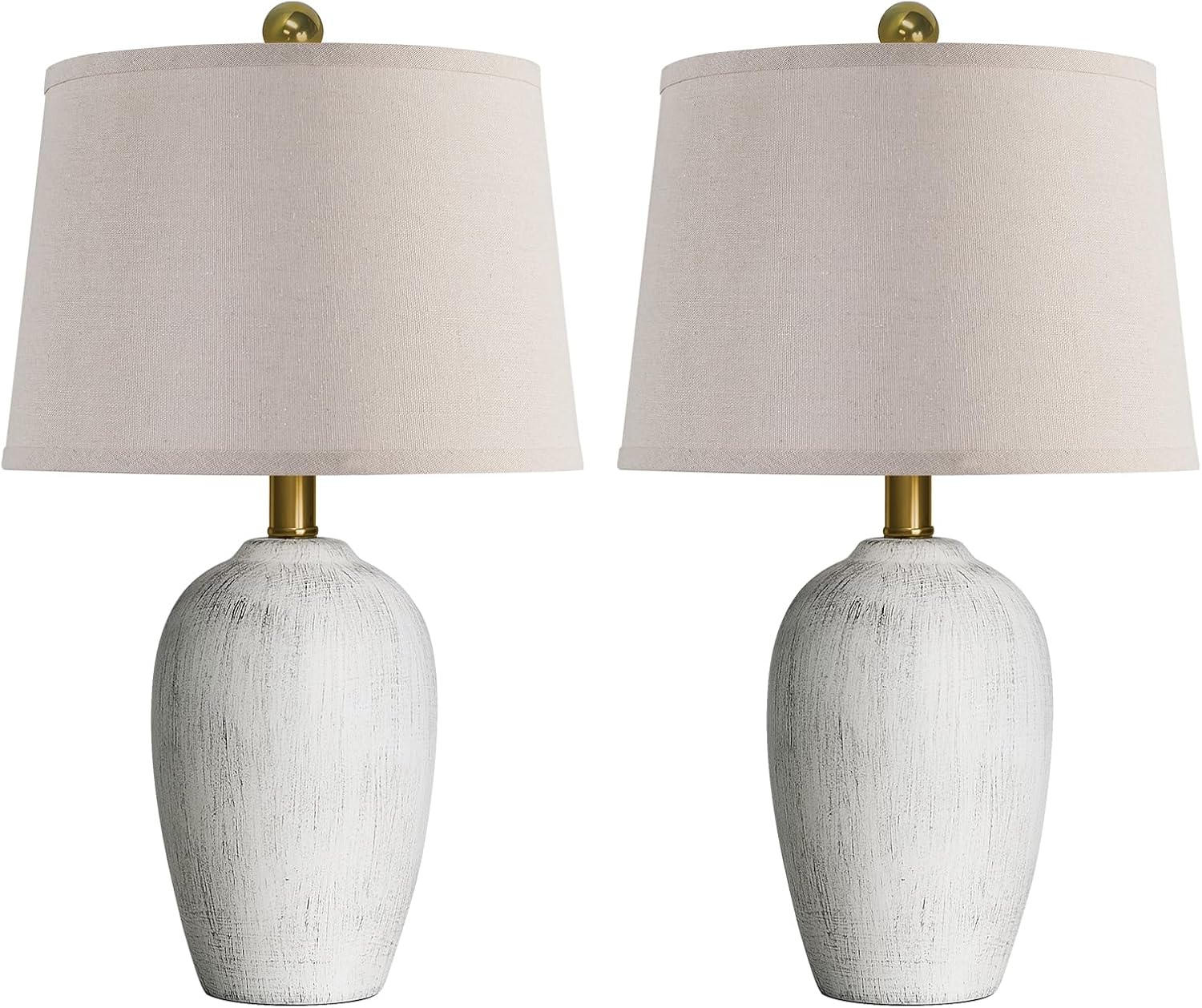 Aieampdo 21'' Set of 2 Rustic Ceramic Small Table Lamps for Living Room Bedroom, Farmhouse Vintage Nightstand Lamps for Office Entryway End…
