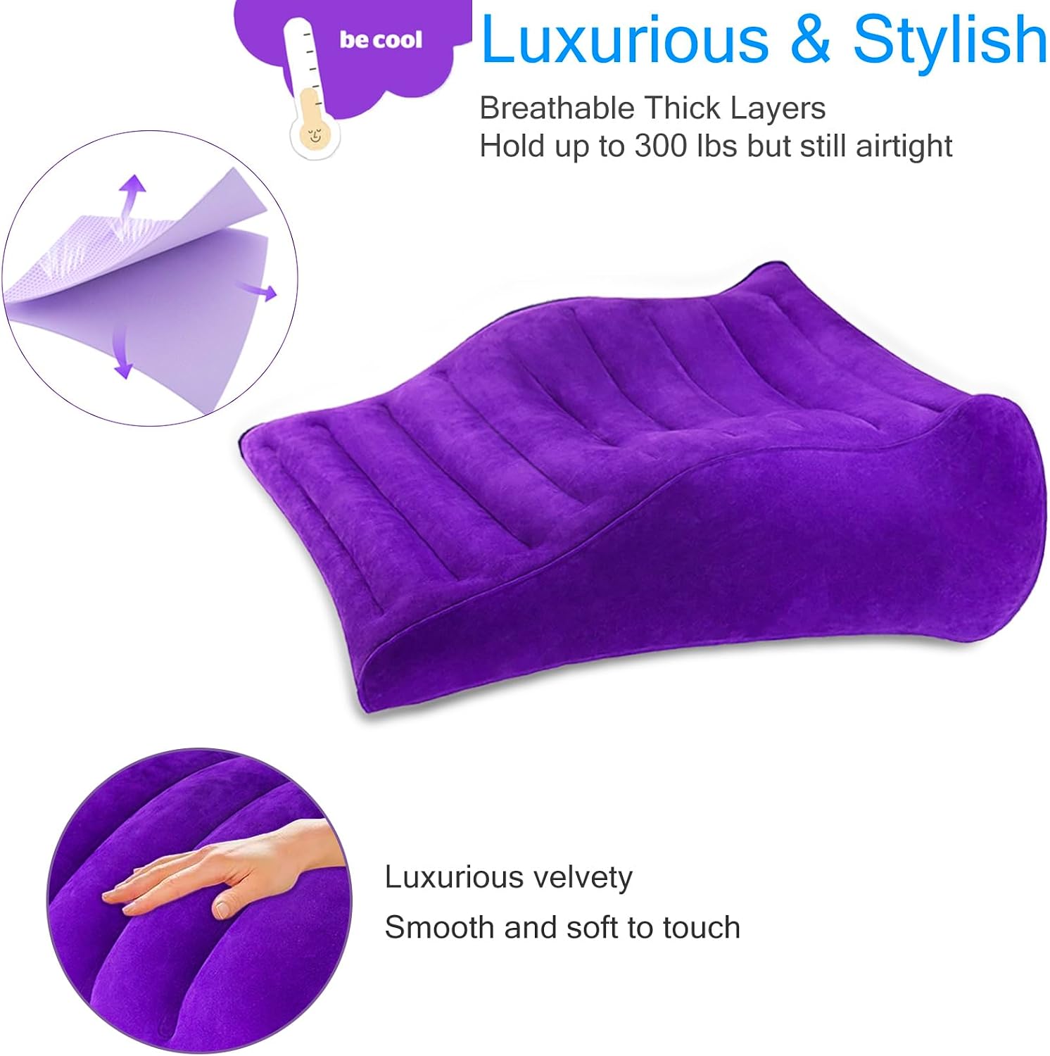 Bed Reading Pillow with S-Curve, Gaming Pillow for Working Crocheting, Ergonomic Bed Wedge Pillow for Sleeping, Inflatable Backrest…