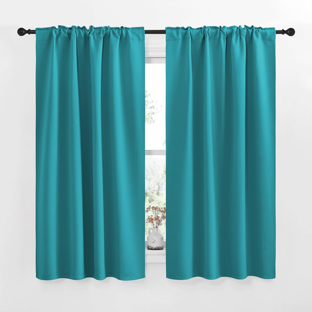 NICETOWN Blackout Curtain Panels for Living Room - (Peacock Blue Color) 42x63 Inch, 2 Panels Set, Thermal Insulated Room Darkening…