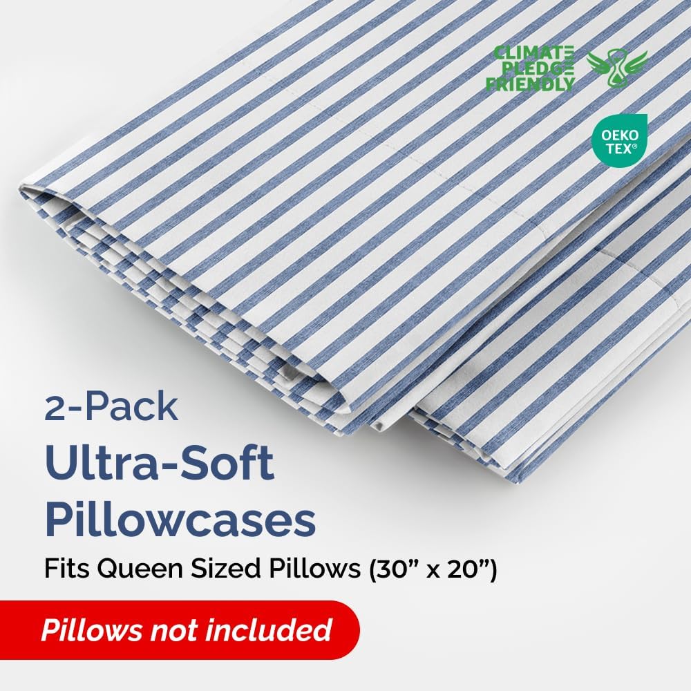 Queen Pillow Cases Set of 2 - Ultra Soft Hotel Quality Pillowcase Covers - Comfy, Cozy & Wrinkle Free - Shrinkage and Fade Resistant…