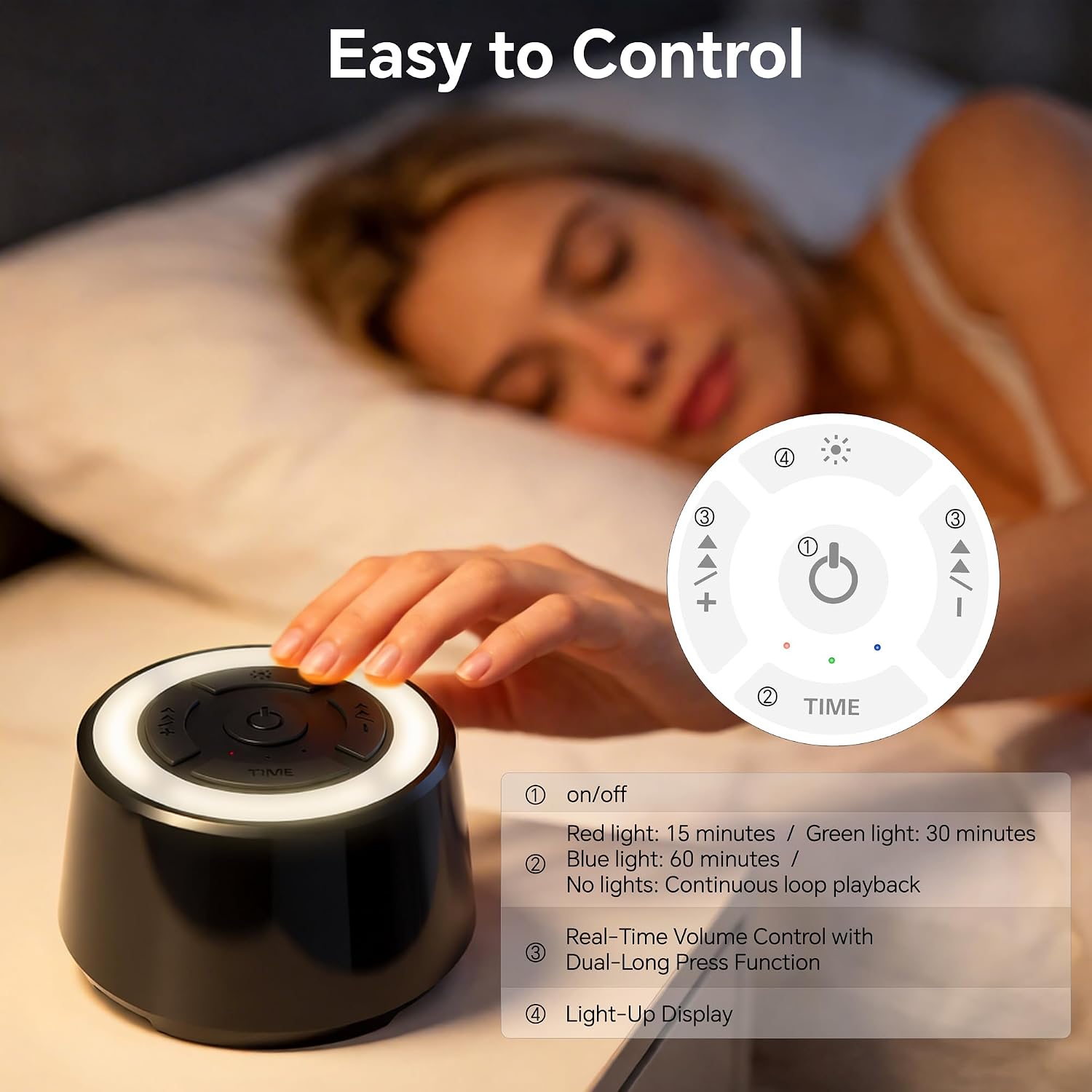 SPLENPAW Noise Sound Machine with 16 Soothing Sounds, Memory Function, 3-Color Night Light White Noise Machine for Adults, Babies &…