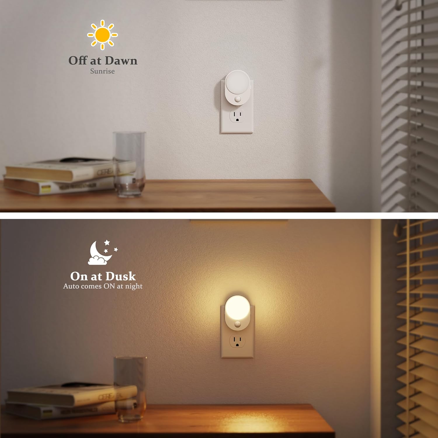 JandCase Motion Sensor Night Light, 4 Pack Motion Activated Sensor Night Lights Plug into Wall, 3000K Warm White, Dimmable Nightlight with…