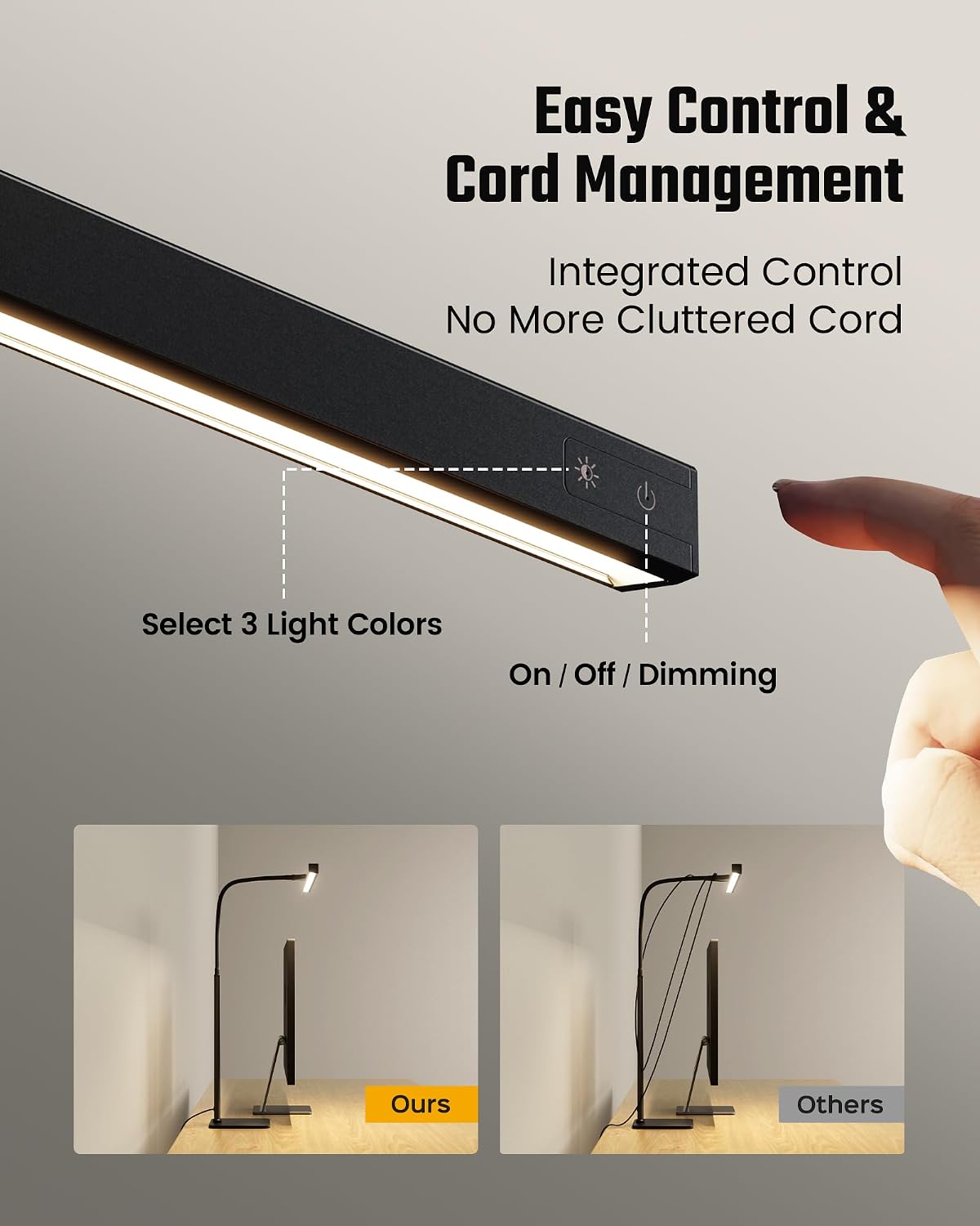 SUPERDANNY LED Desk Lamp for Home Office, Eye-Caring Desk Light with Base, 12W Touch Control 3 Colors Dimmable Brightness, Gooseneck…