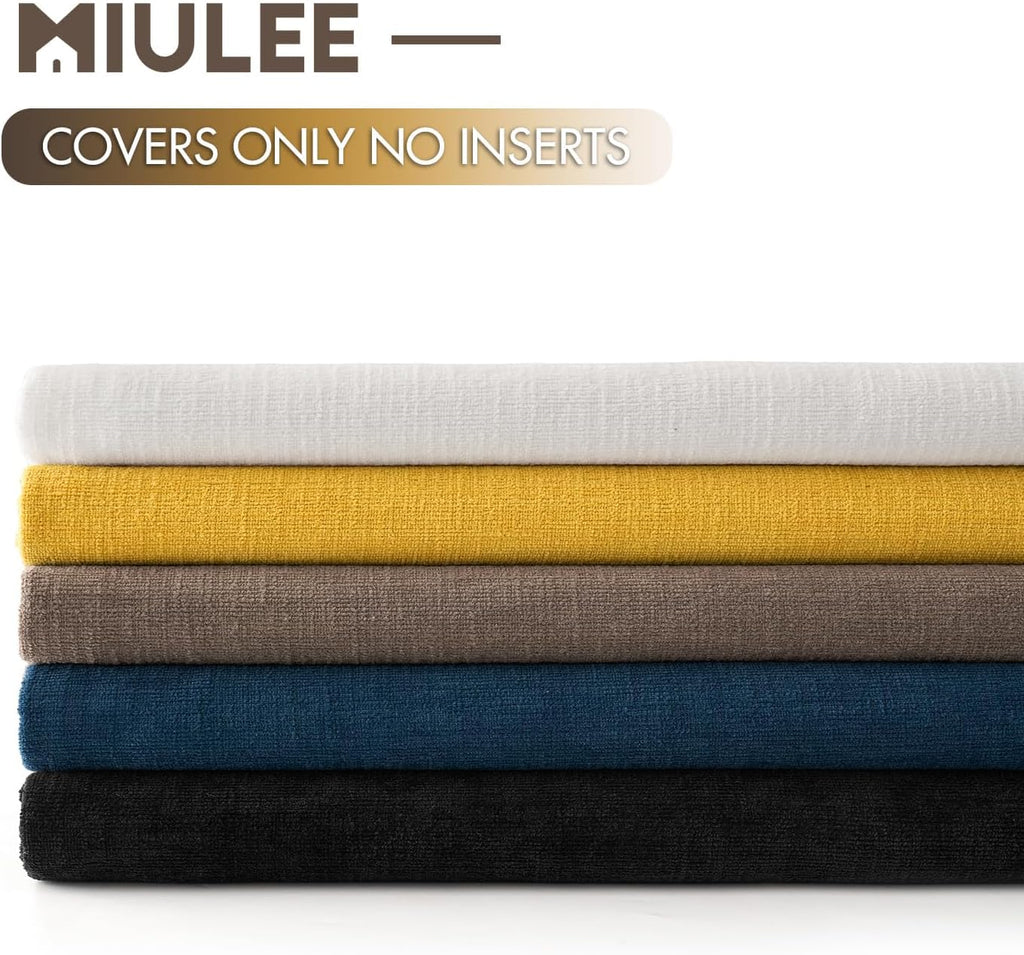 Miulee Yellow Couch Pillow Covers 12x20 Inch, Set of 2 Soft Chenille Summer Decorative Lumbar Throw Pillow Covers Farmhouse for Sofa Living…