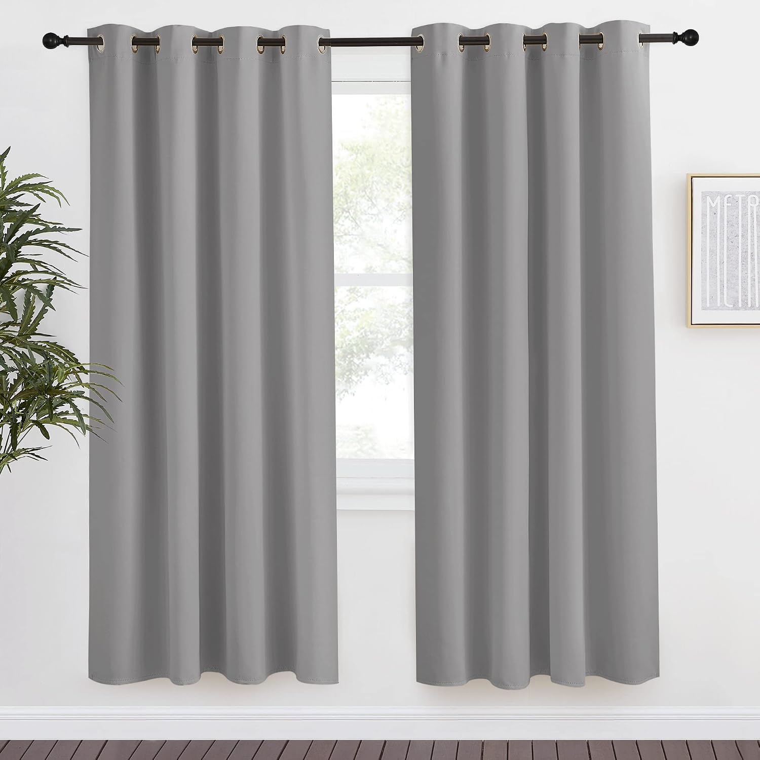 NICETOWN Blackout Curtain & Drape 78 inch Length, 55 inch Wide, Sold by 1 Panel, Silver Grey Color, Noise Reducing Drapery for Living…