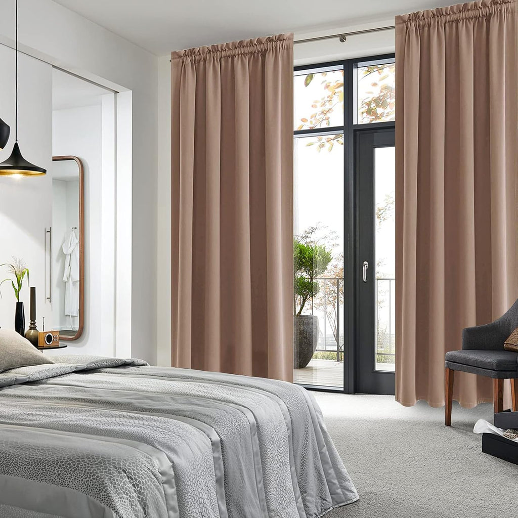 Dwcn Blackout Curtains Room Darkening Thermal Insulated Bedroom Curtains Window Curtain Panels, 52 x 84 inches Long, Set of 2 Khaki Rod Poc…