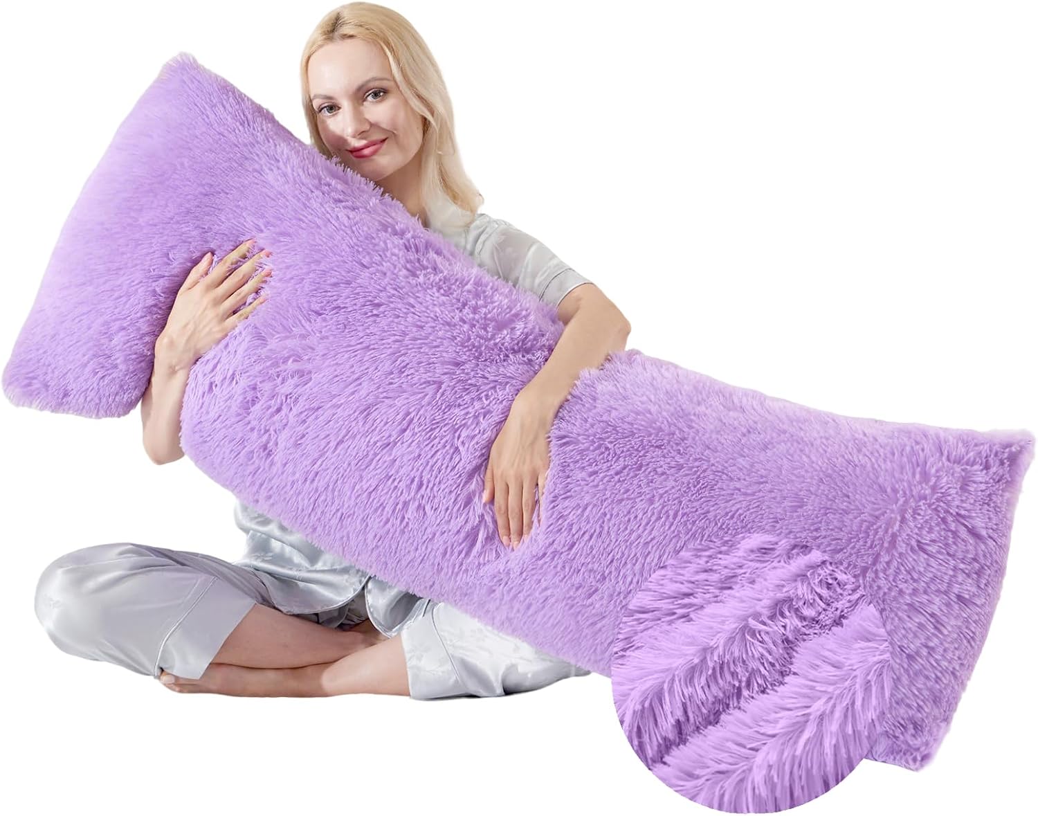 Wsofrlac Purple Body Pillow for Day Bed Queen Bed Set 20x54 King Size Lumbar Pillows Hug Pregnancy Purple Sleep relaxation Body Pillow…