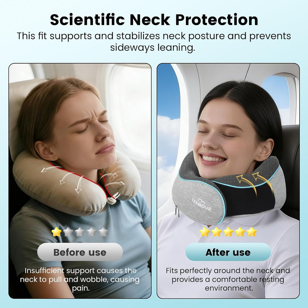 Travel Pillow-Neck Pillows for Airplanes, Memory Foam Travel Neck Pillow for Long Flights|Airport Travel Essentials 360° Support Gifts…