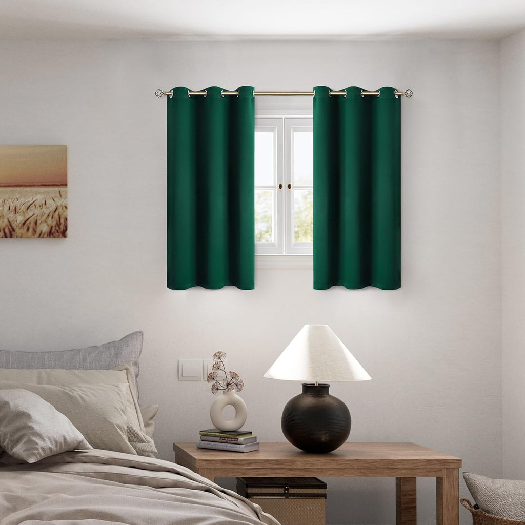 BGment Short 100% Blackout Curtains for Bedroom, Thermal Insulated Energy Efficiency Noise Reducing Grommet Curtains 45 Inch Length with Li…