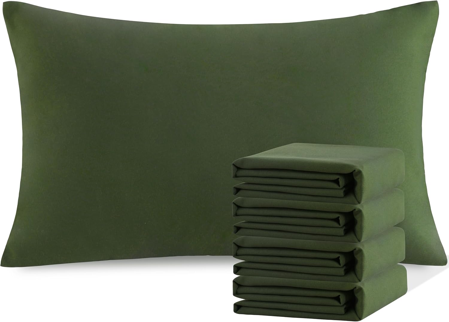 Ntbay Queen Pillowcase Set - 4 Pack Brushed Microfiber 20x30 Pillowcases - Soft, Wrinkle-Free, Fade-Resistant, Stain-Resistant, Olive Green…