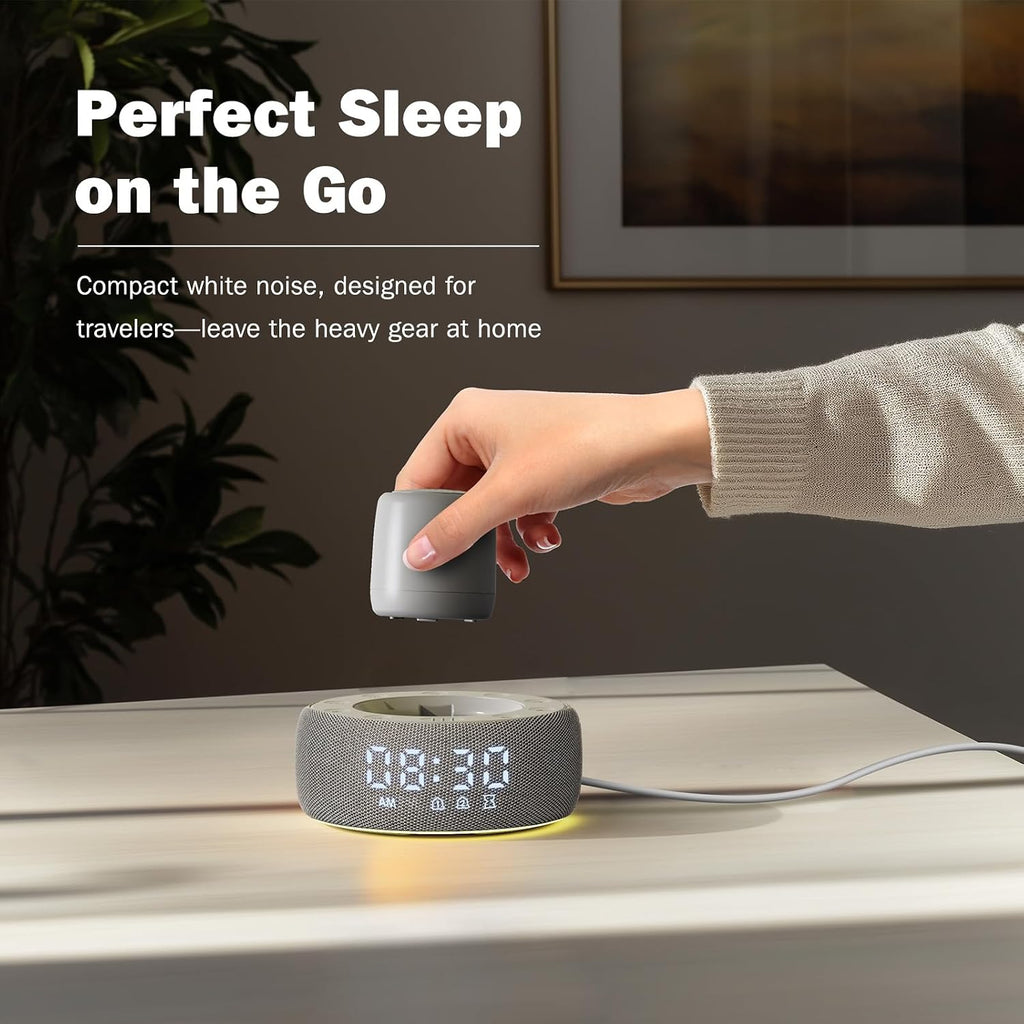 White Noise Machine with Smart Alarm Clock, 25 Soothing Sounds, Portable Sleep Sound Machine Aid for Baby, Kids, Adults, Office, Dimmable…
