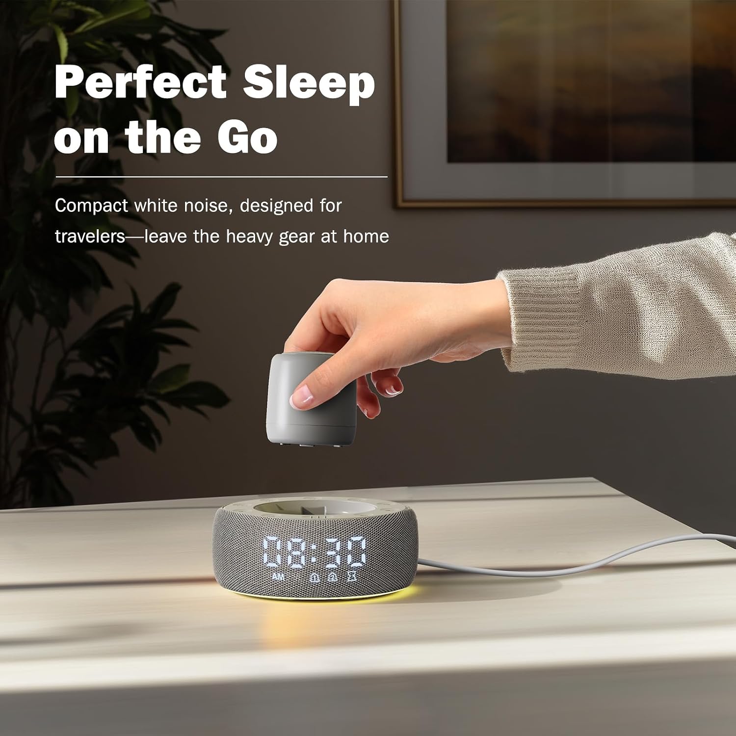 White Noise Machine with Smart Alarm Clock, 25 Soothing Sounds, Portable Sleep Sound Machine Aid for Baby, Kids, Adults, Office, Dimmable…