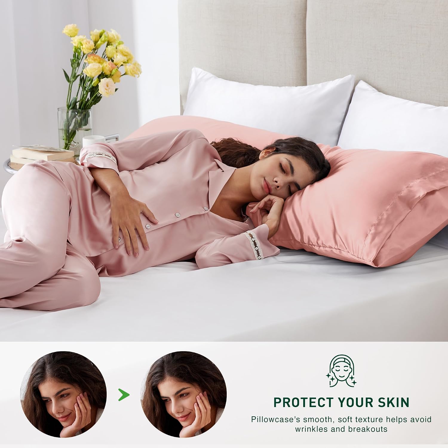 Lovescabin Love's cabin Satin Body Pillowcase 20x54, Cooling Pillow Cover for Hair and Skin, Silky Smooth with Envelope Closure, Similar to…
