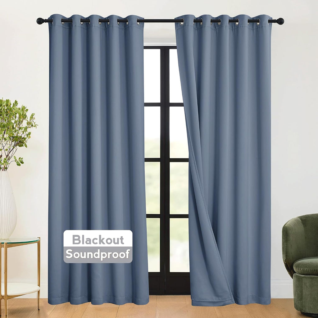 Rybhome RYB HOME 3-in-1 Soundproof - Blackout - Energy Saving Room Divider Curtains, Extra Wide Window Curtains for Bedroom Living Room Lof…