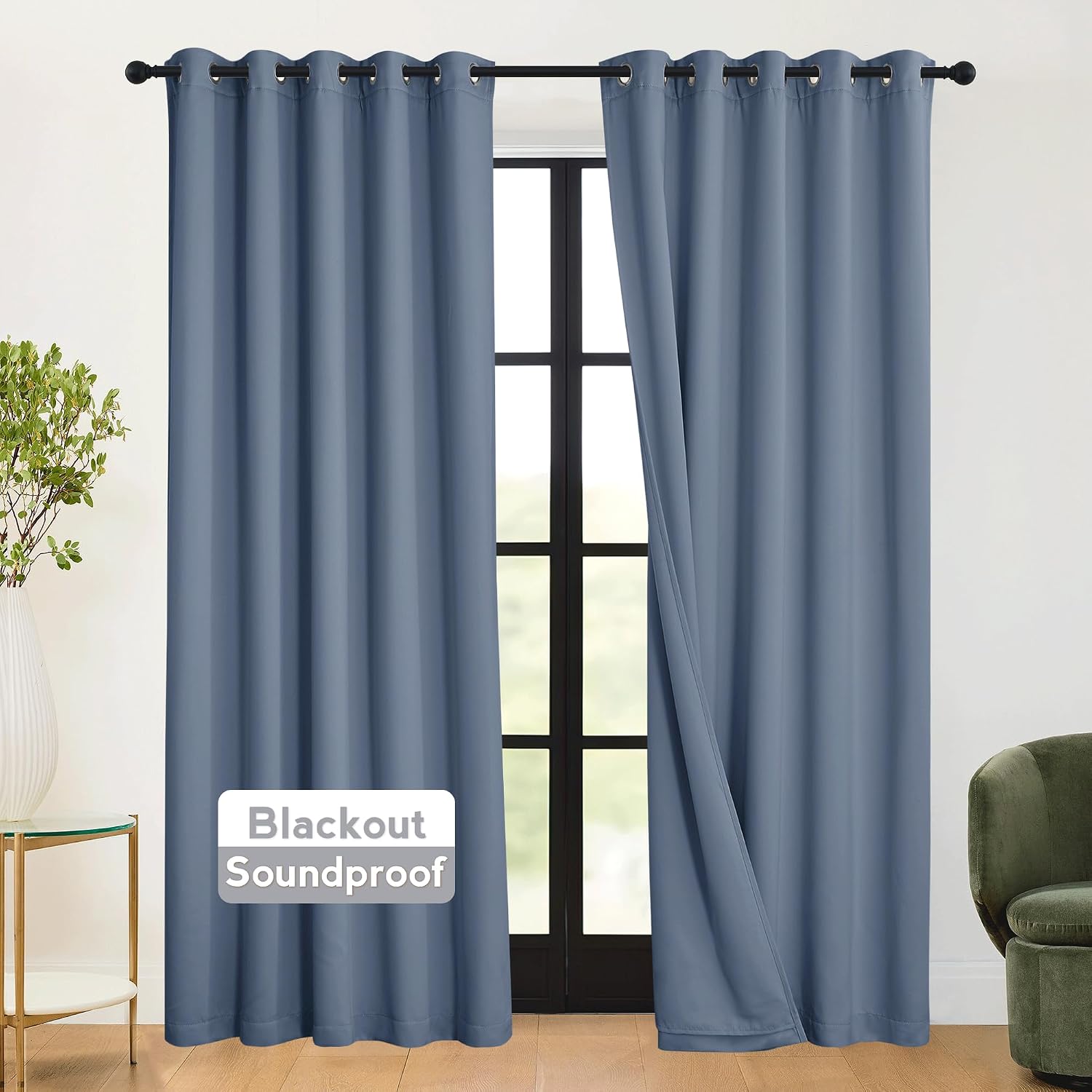 Rybhome RYB HOME 3-in-1 Soundproof - Blackout - Energy Saving Curtains for Bedroom, Soundproof Blanket Curtains for Living Room Kids Nurser…