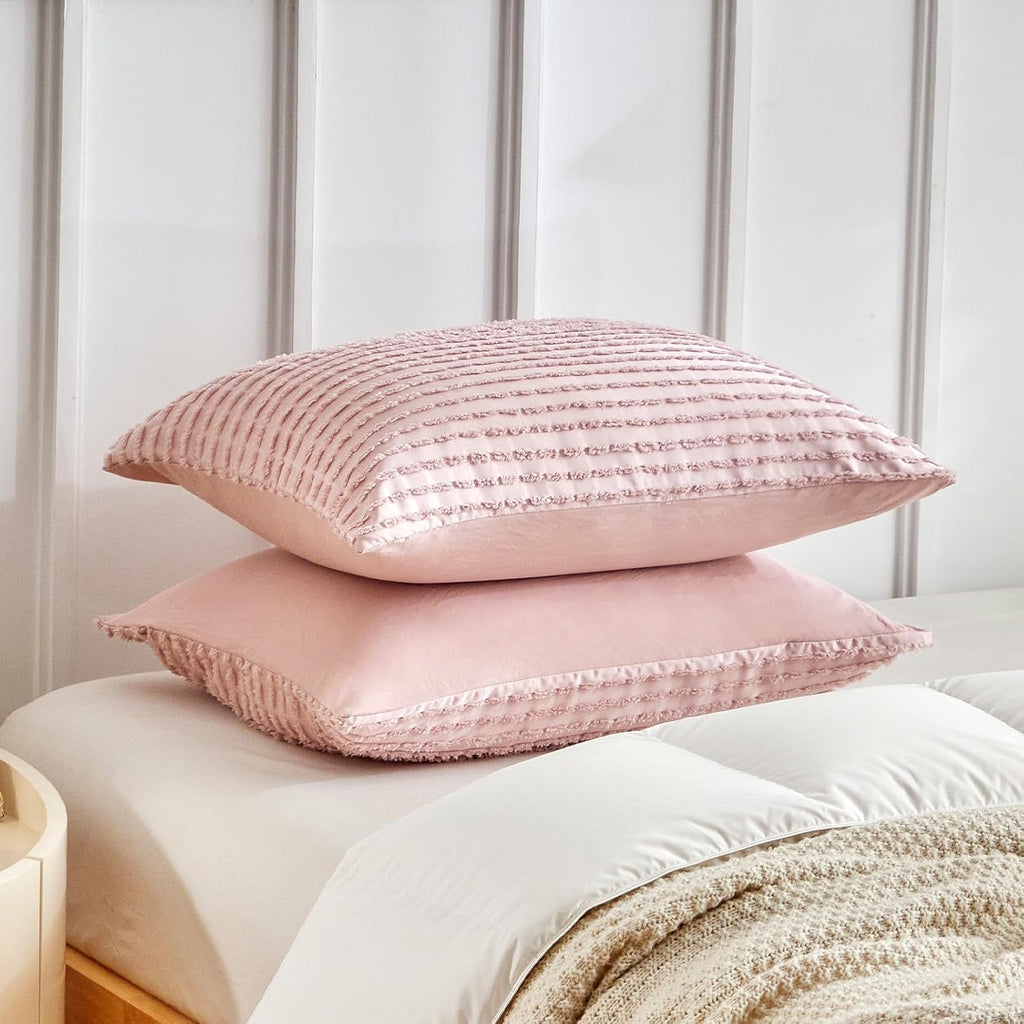 Warmdern Pink Pillow Covers Queen Standard Pillow Cases Soft Microfiber Pillow Cases Set of 6 Boho Textured Pillowcase with Envelope Closur…