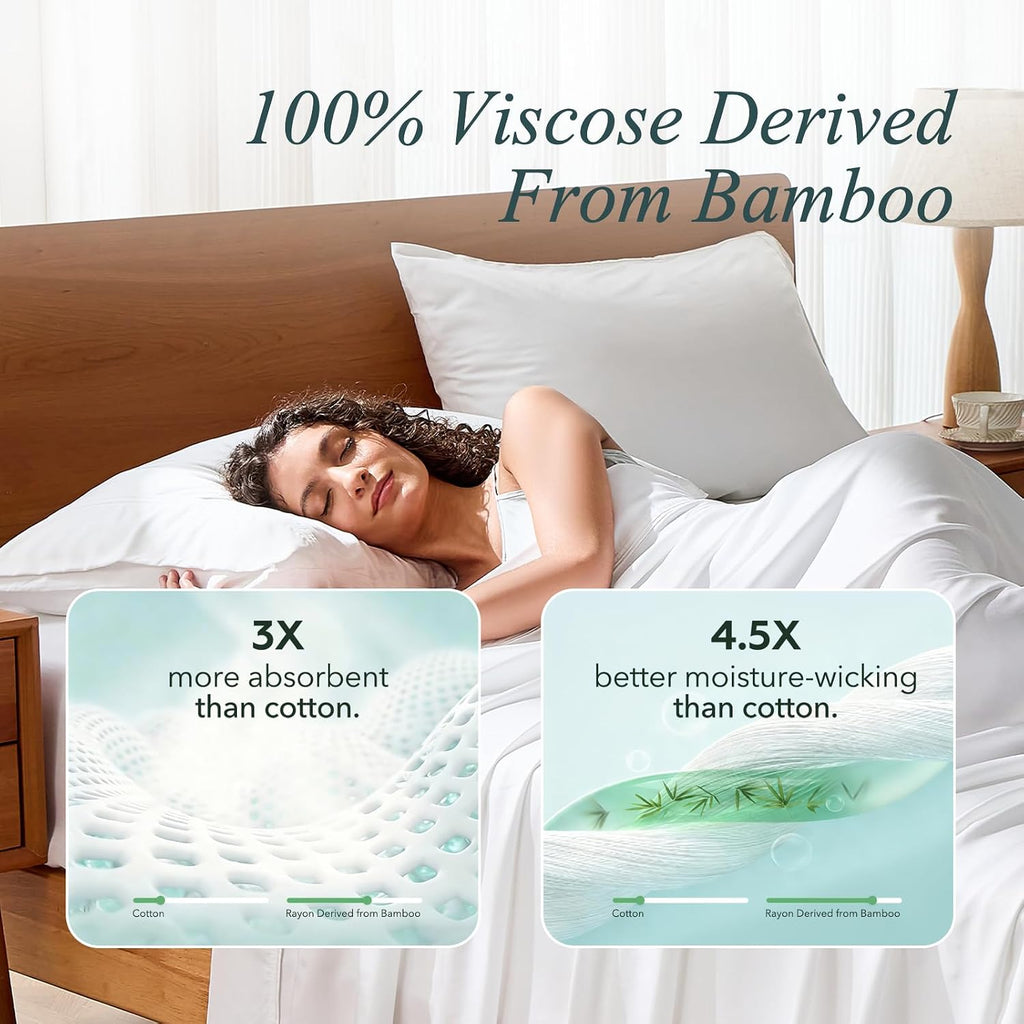 Krimano Standard Pillow Cases, Derived from Bamboo Viscose, Cooling Pillowcases, Breathable & Wicking Pillow Covers for Hot Sleepers, Envel…