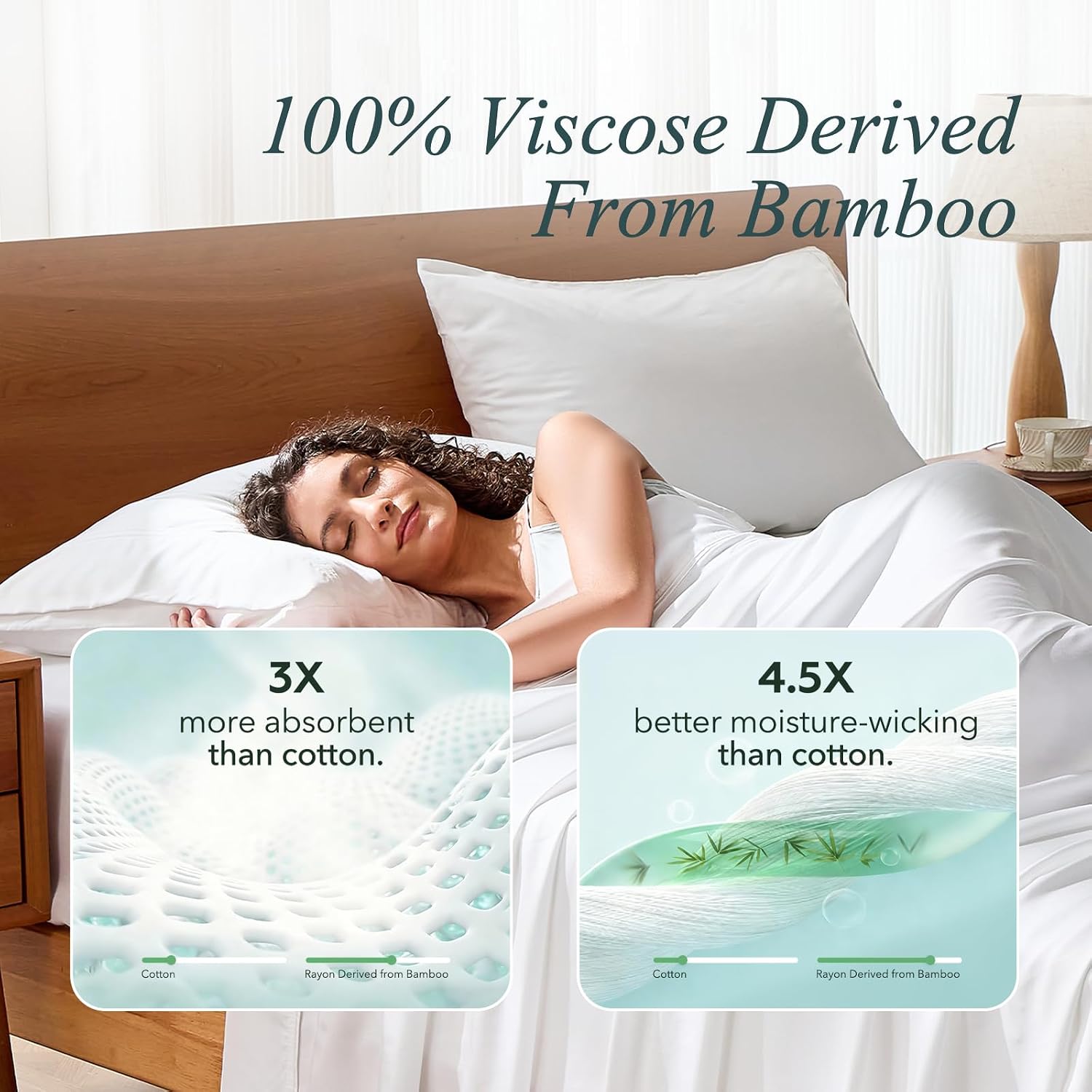 Krimano Standard Pillow Cases, Derived from Bamboo Viscose, Cooling Pillowcases, Breathable & Wicking Pillow Covers for Hot Sleepers, Envel…