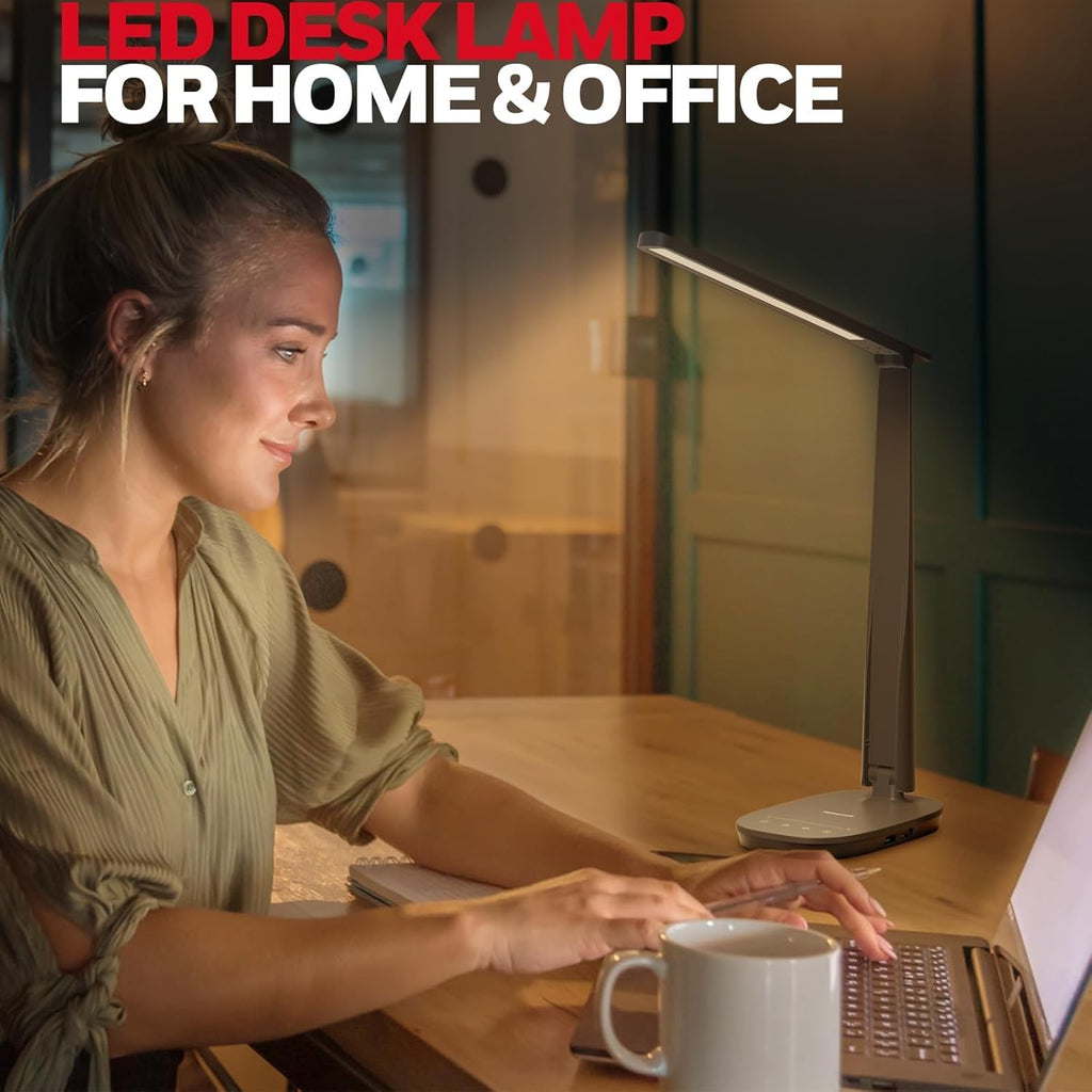 Honeywell HWT-H2 LED Desk Lamp, CRI94 Full Spectrum Eye-Caring Table Light, Foldable Dimmable 4 Color Modes with USB A+C Charging Ports…