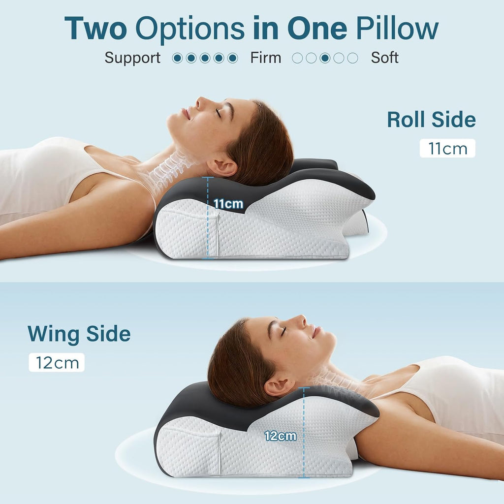 ComRola Effective Cervical Neck Pillow for Sleeping, Memory Foam Pillows for Neck Support, Odorless Contour Side Pillow, Ergonomic Bed Pill…