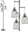 Nintiue Dimmable Floor Lamp, 3 x 800LM LED Edison Bulbs Included, Industrial Floor Lamp Standing Tree Lamp with Elegant Teardrop Cage…