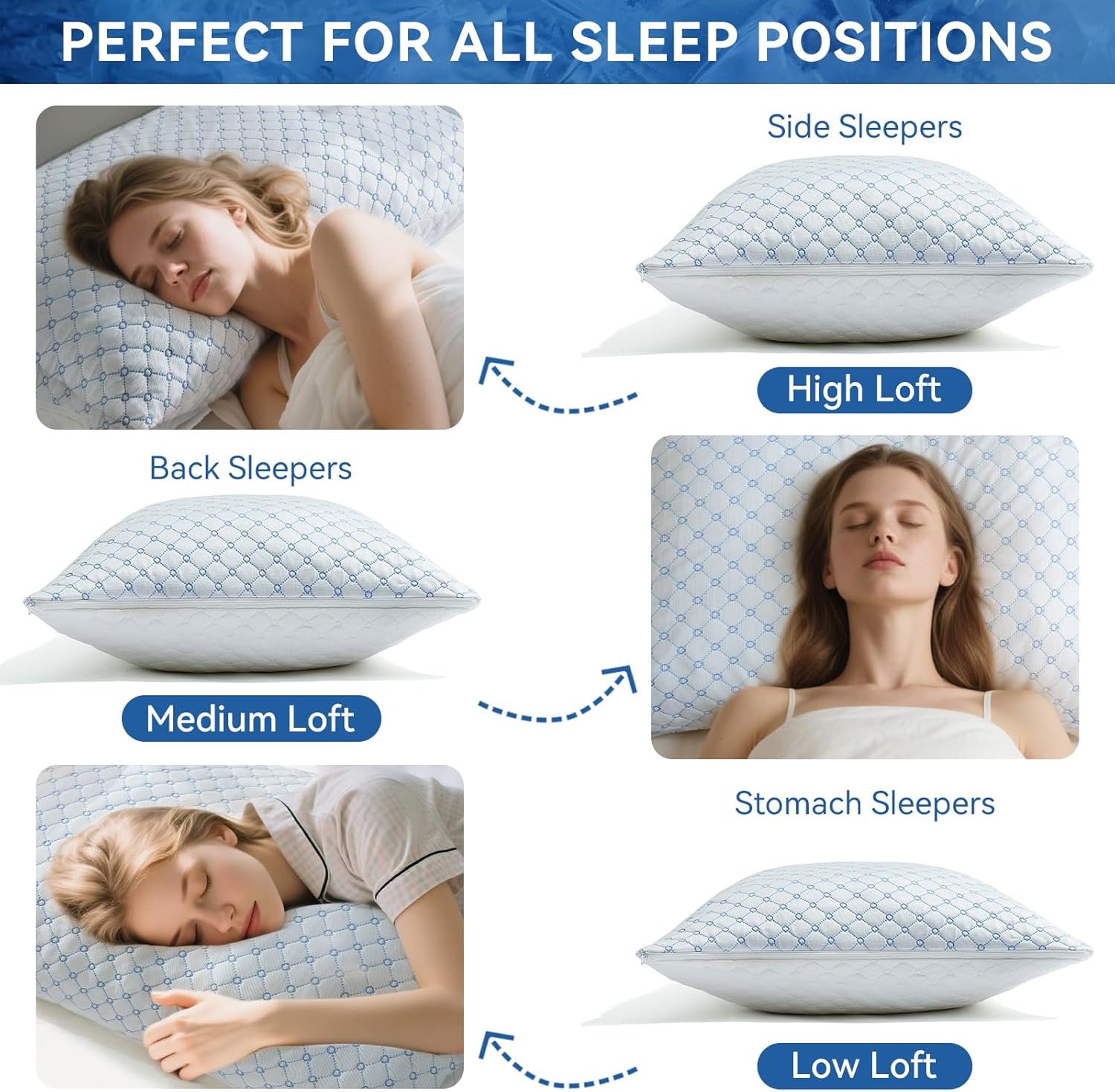 Yagamo Cooling Bed Pillows for Sleeping King Size Set of 2, Shredded Memory Foam Pillows for Bed 2Pack, Adjustable Cool Pillow for S…