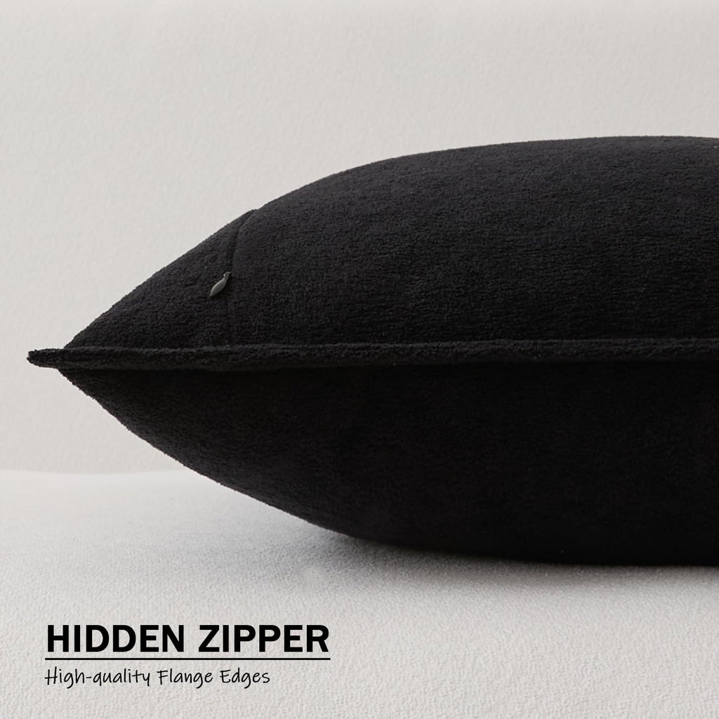 KevinTextile Kevin Textile Waterproof Decorative Pillow Covers Black 22x22 Inch Pack of 2 Soft Boucle Textured Euro Pillowcases Elegant Acc…