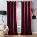 MIULEE Christmas Burgundy Velvet Curtains Solid Soft Red Blackout Curtain Grommet Top Thermal Soundproof Room Darkening…
