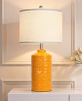 JUNNAI 25" Modern Orange Ceramic Table Lamp for Living Room Nightstand 3-Way Dimmable Farmhouse Lamp for Bedroom Bedside Entryway…