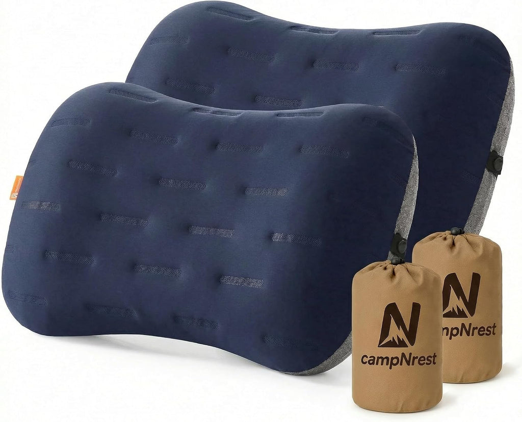 Inflatable Camping Pillow - Ultralight Compact Air Pillow for Travel, Backpacking & Hiking - Ergonomic Neck & Lumbar Support - Portable…