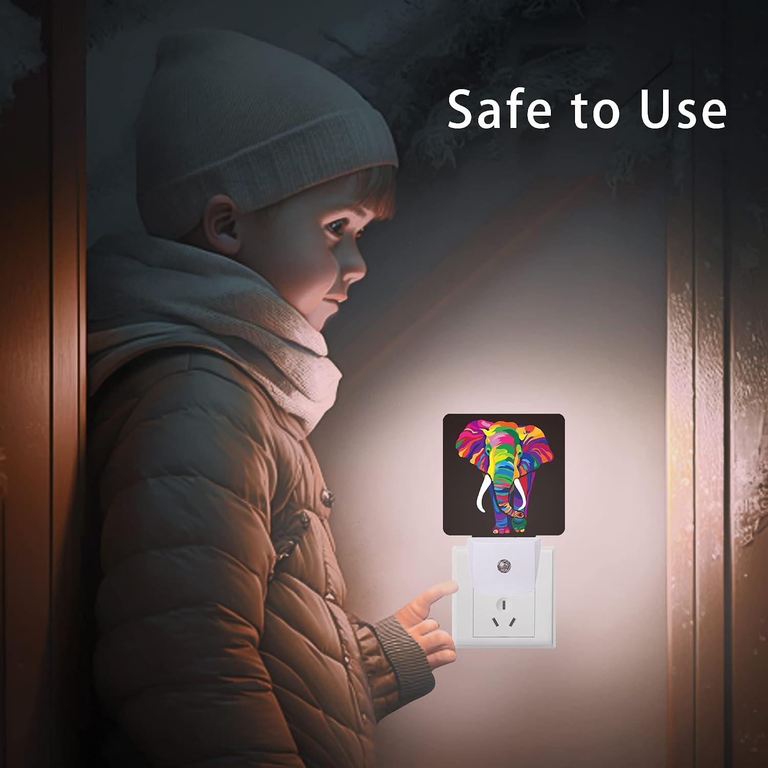 Elephant Night Light, Colorful Elephant Plug-in Night Lights with Dusk-to-Dawn Sensor for Stairway/Hallway/Kitchen Sleep Friendly lamp for…