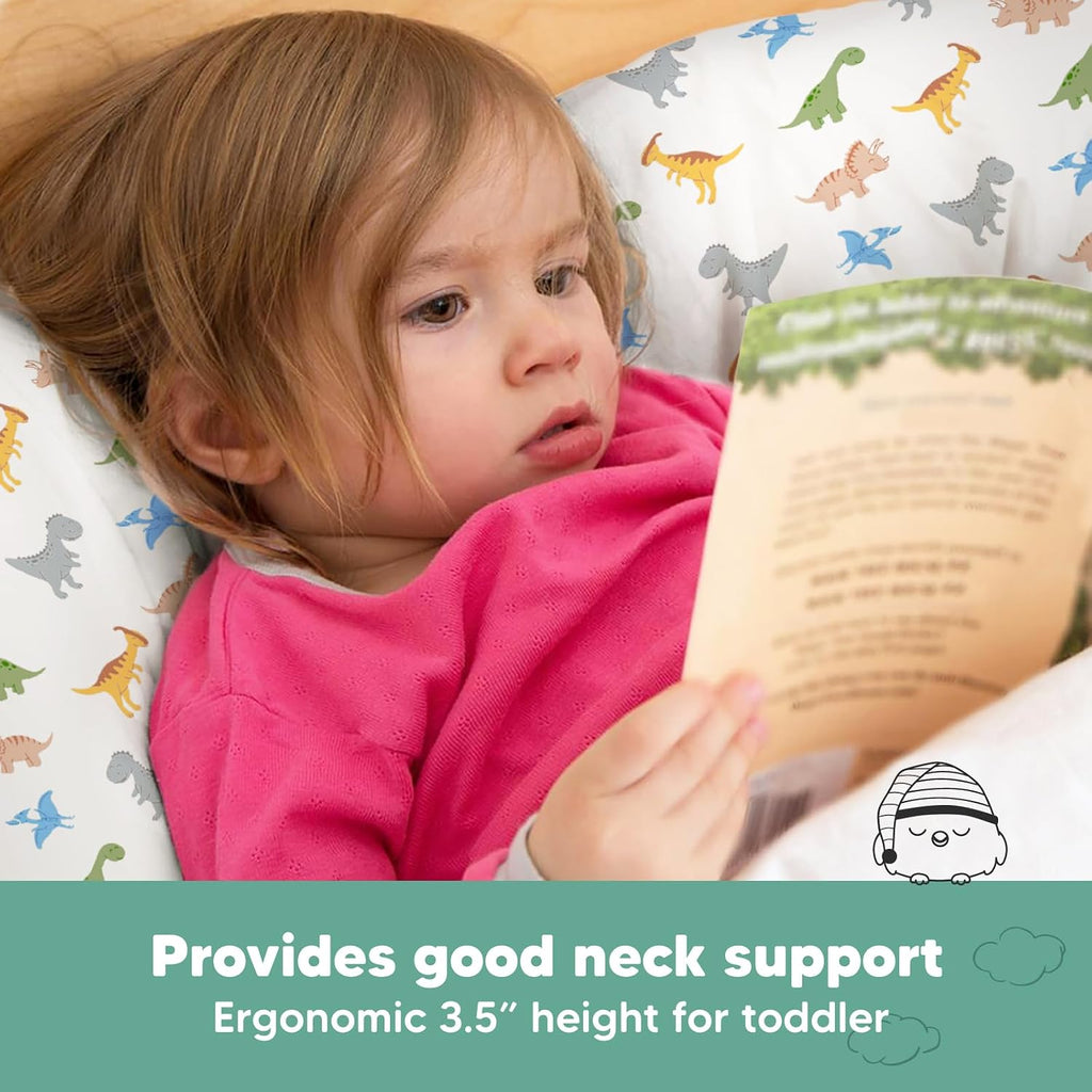 Toddler Pillow with Pillowcase - 13x18 My Little Dreamy Kids Travel Bed Pillows for Sleeping, Organic Cotton Small Pillowcase, Soft &…