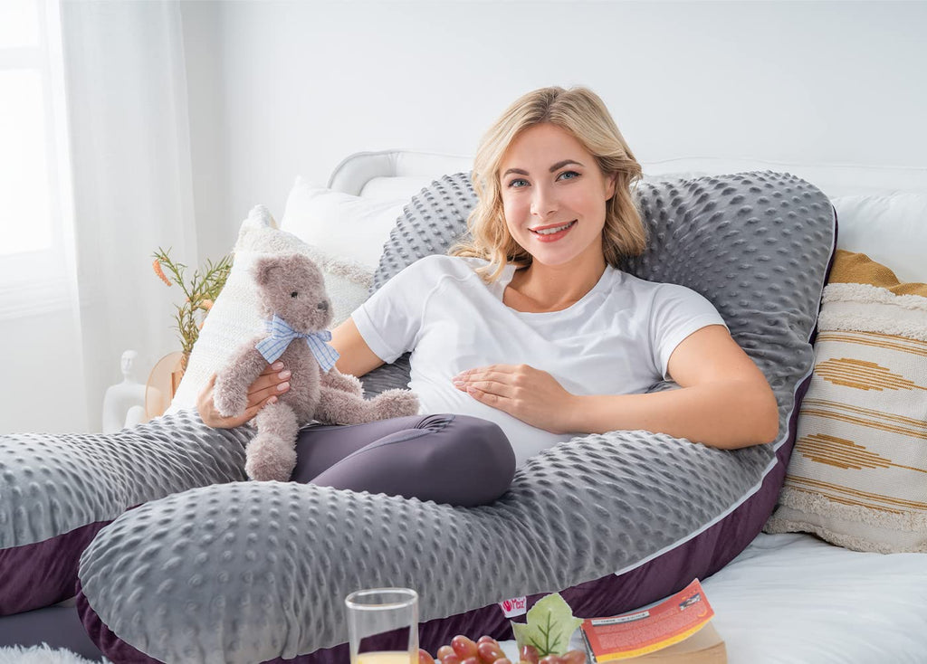 Meiz Pregnancy Pillow, Pregnancy Body Pillow, Pregnancy Pillows for Sleeping, Maternity Pillow for Pregnant Women with Velvet Cover, Grey &…