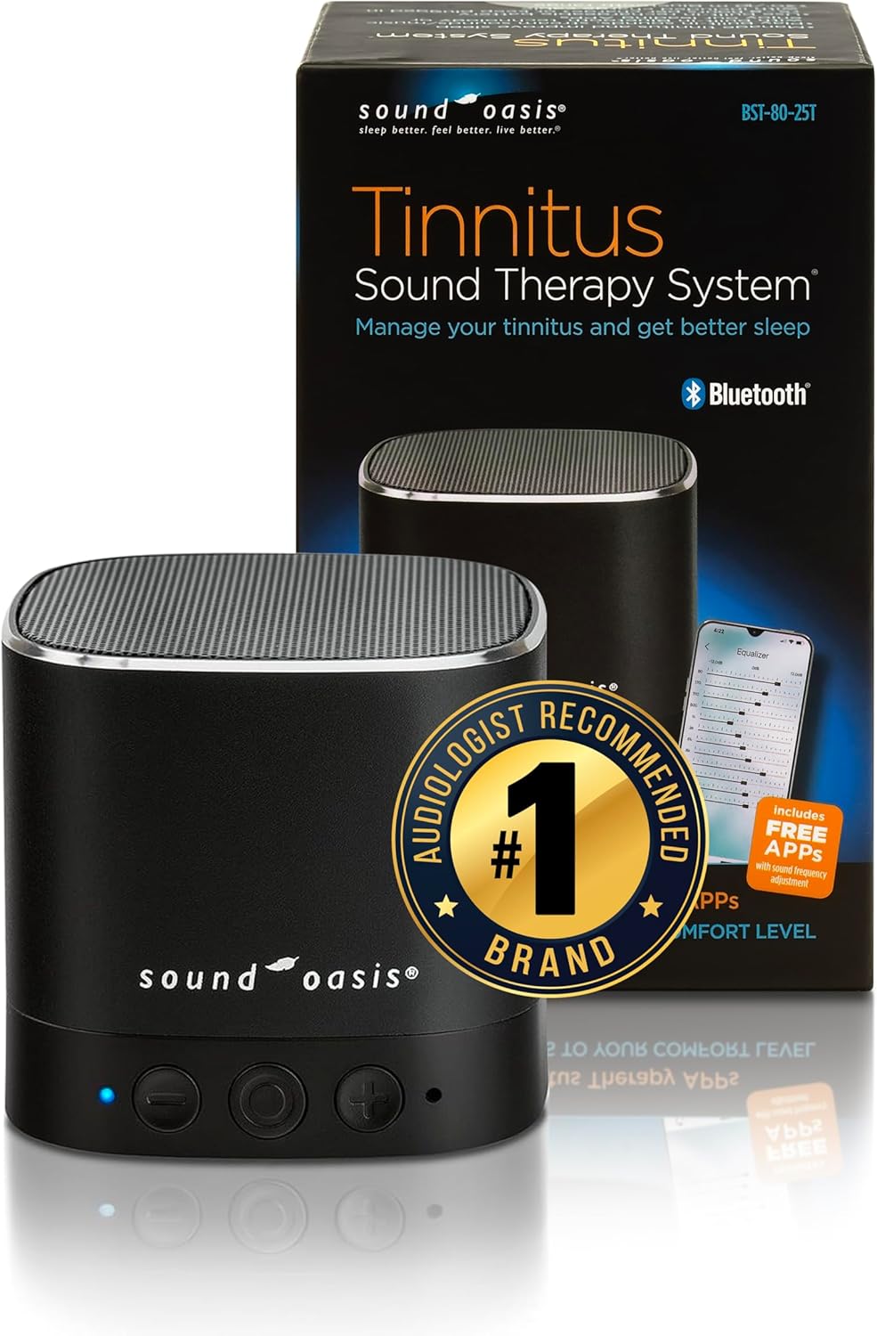 SoundOasis Sound Oasis® Bluetooth® Tinnitus Sound relaxation System® – 25 Built-in Tinnitus Relief & Relaxation Sounds, Extended 12-Hour…